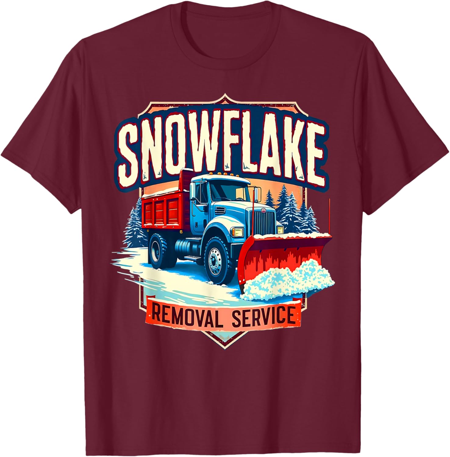 Snowflake Removal Service Truck Winter Supporter T-Shirt for Snow Days - 1