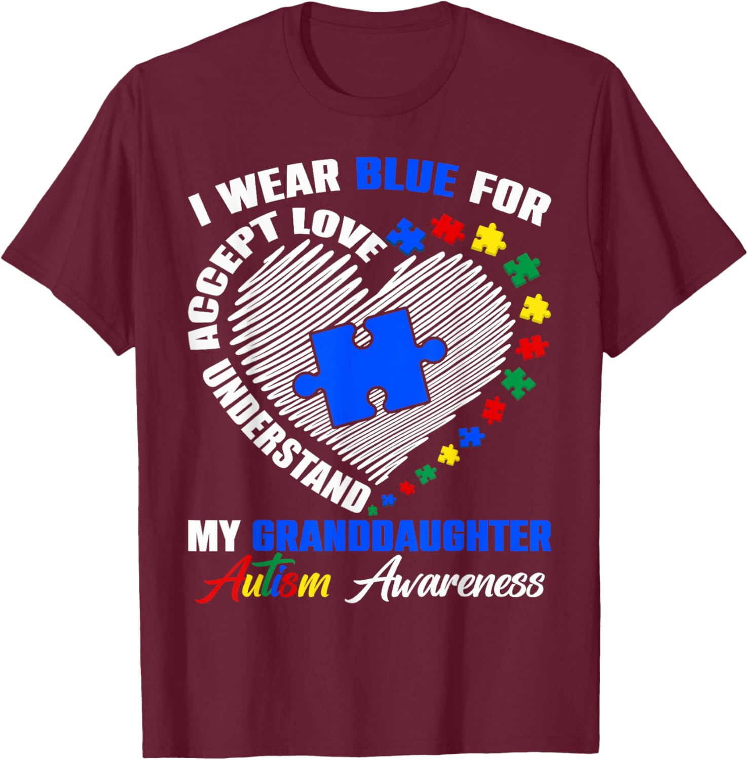 Blue Puzzle Pie T-Shirt for Autism Awareness - Perfect for Granddaughters - 27