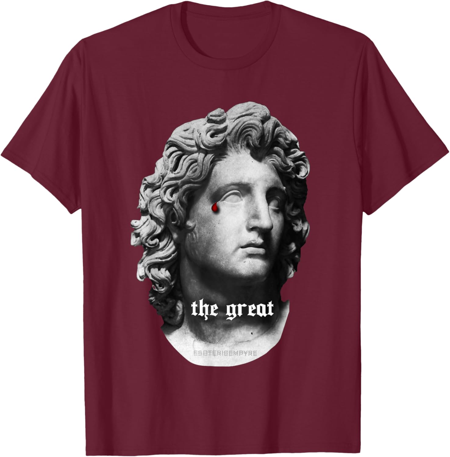 Alexander the Great Bust T-Shirt with Unique Bloody Teardrop Design - 21