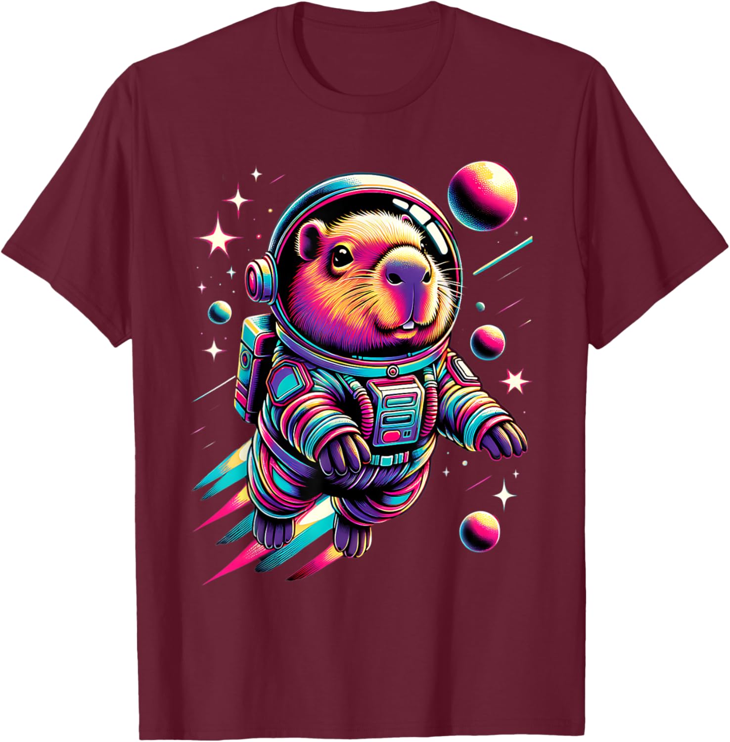 Adorable Space Capybara Astronaut T-Shirt for Animal Lovers - 5