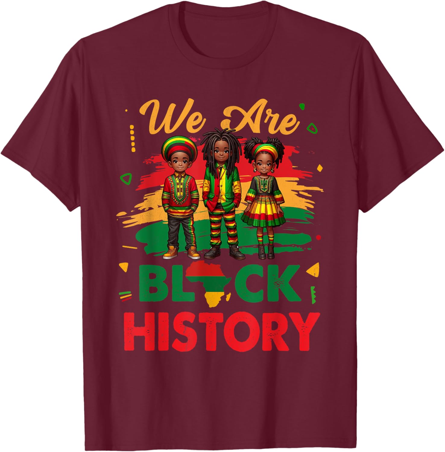 Black History Month Map T-Shirt for African Kids Boys and Girls - 4