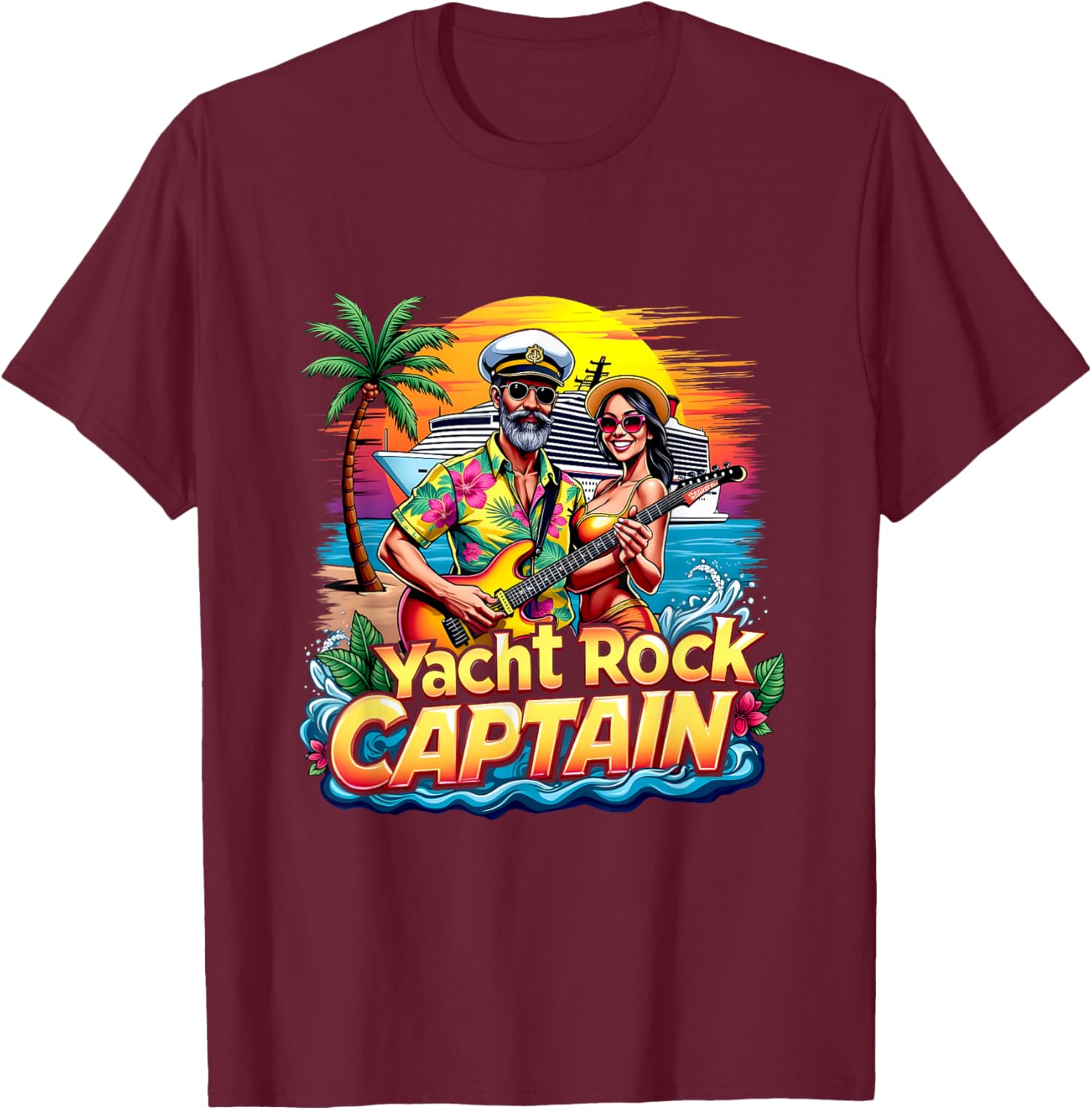 Retro Yacht Rock Captain Tropical Cruise Squad T-Shirt for Fun Parties - 16