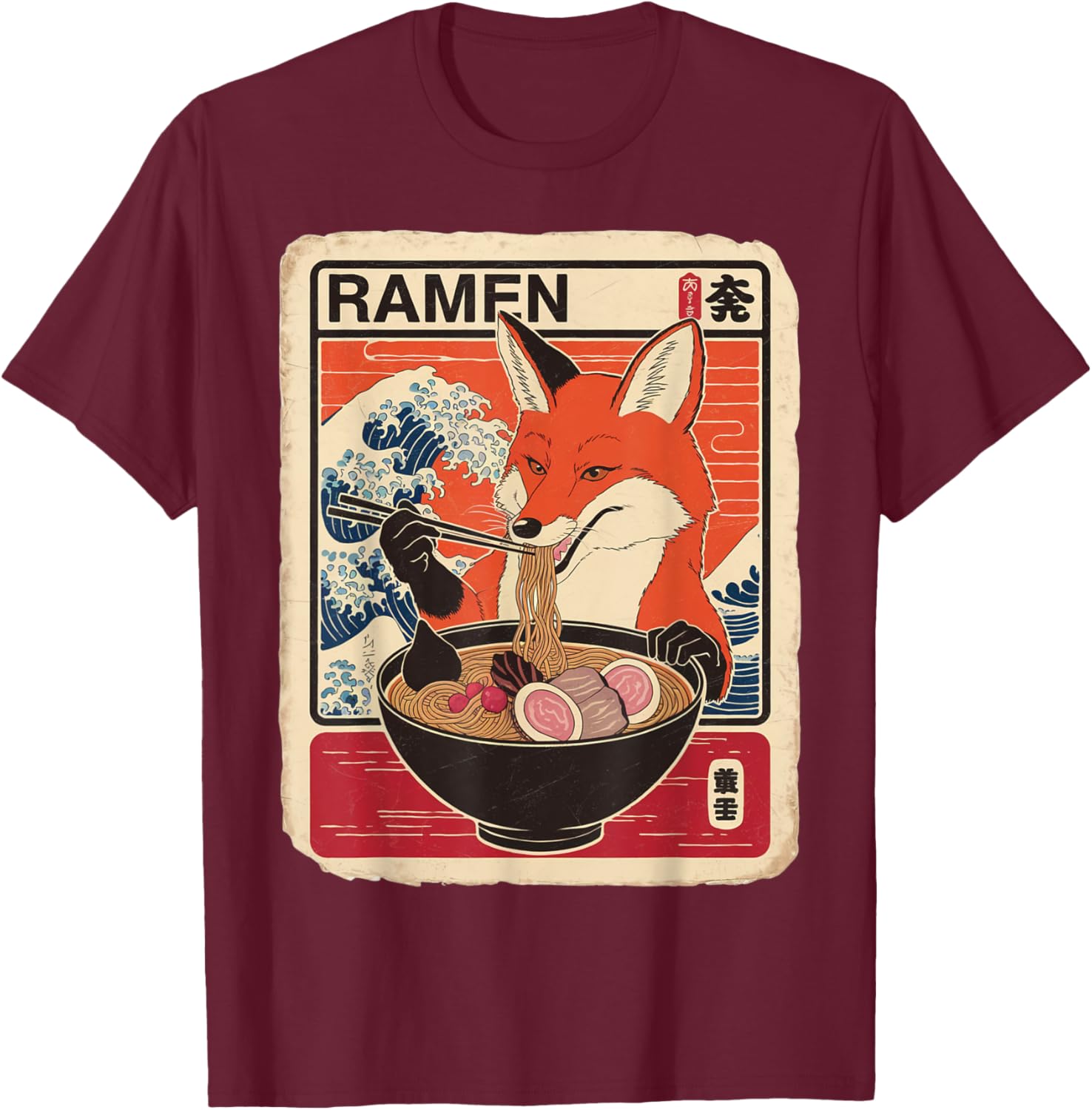 Kawaii Fox Ramen Graphic T-Shirt Cute Ezo Orange Fox Apparel - 21