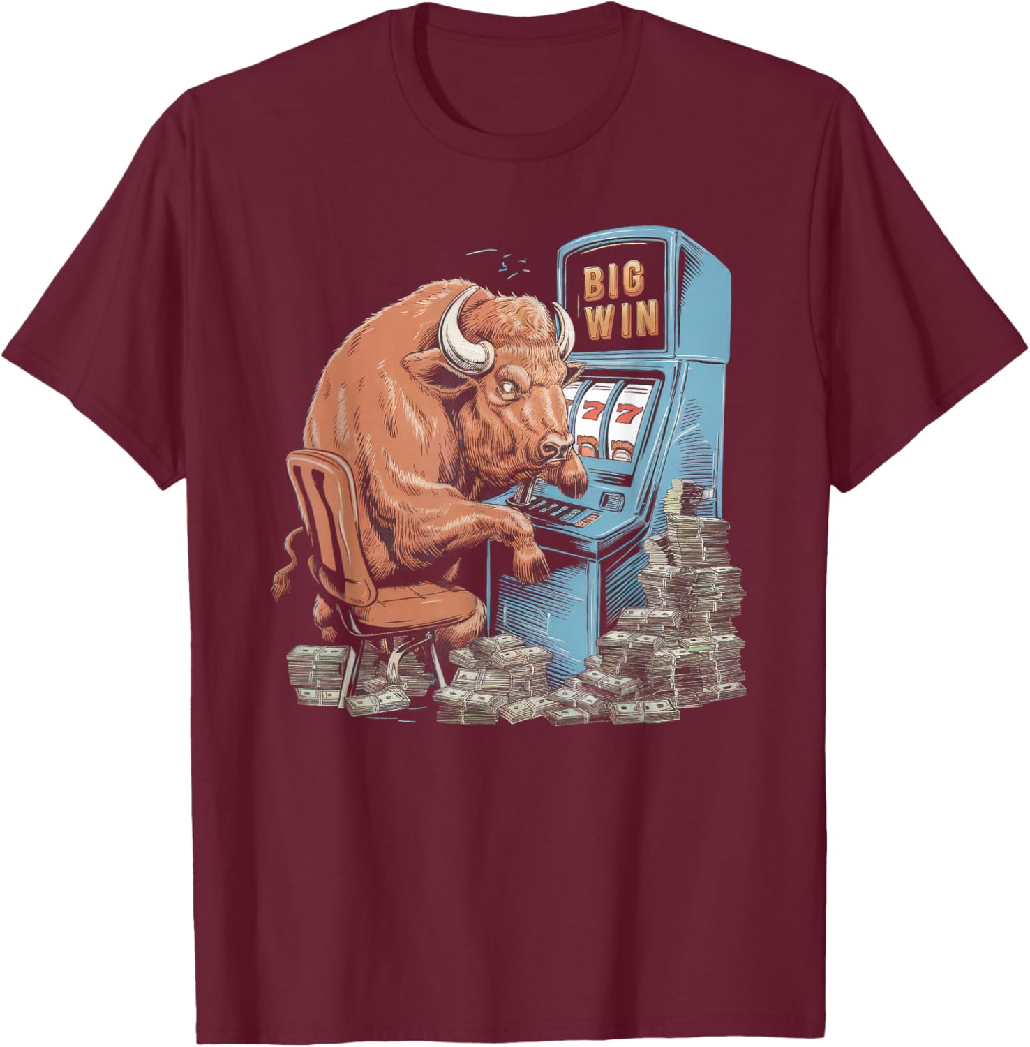 Lucky Buffalo Casino Slot Machine T-Shirt for Gamblers and Slots Fans - 18