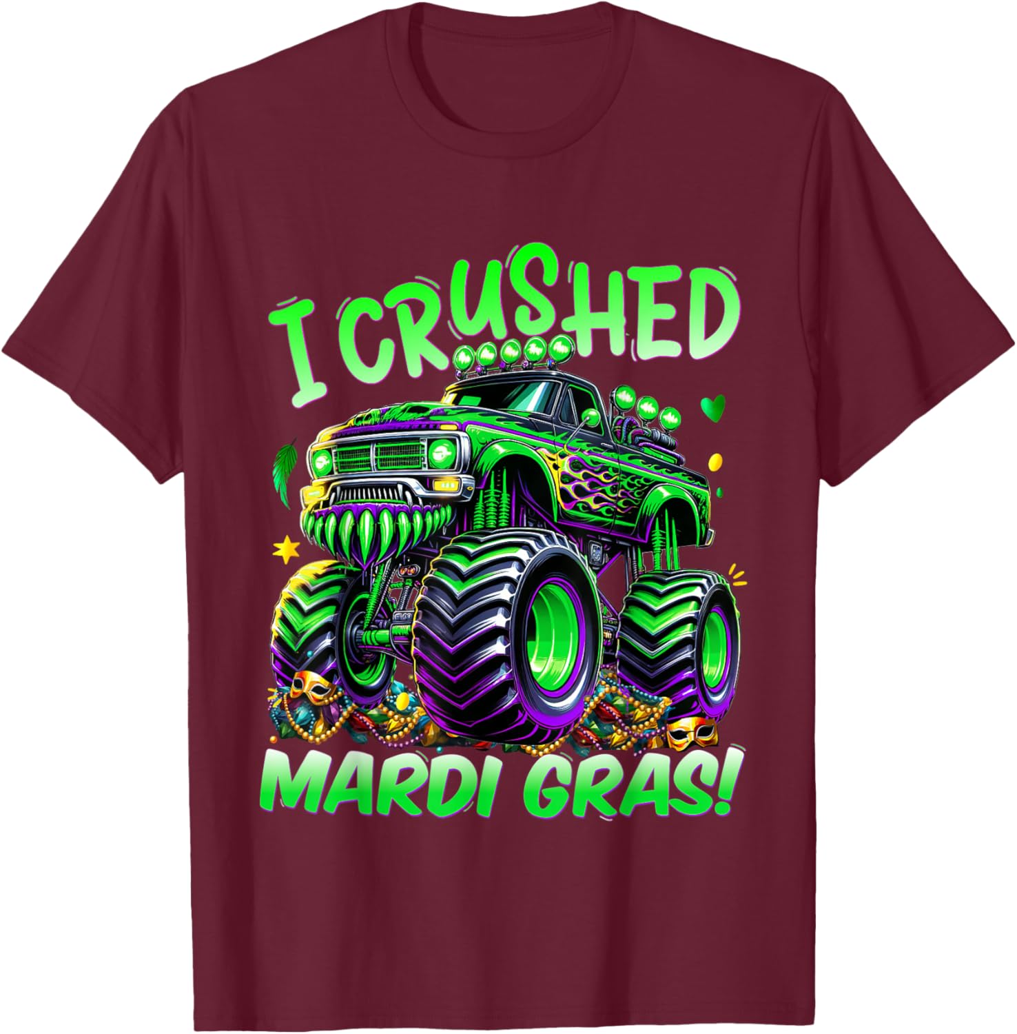 I Crushed Mardi Gras Monster Truck Tee for Boys and Kids Fun Shirt - 3