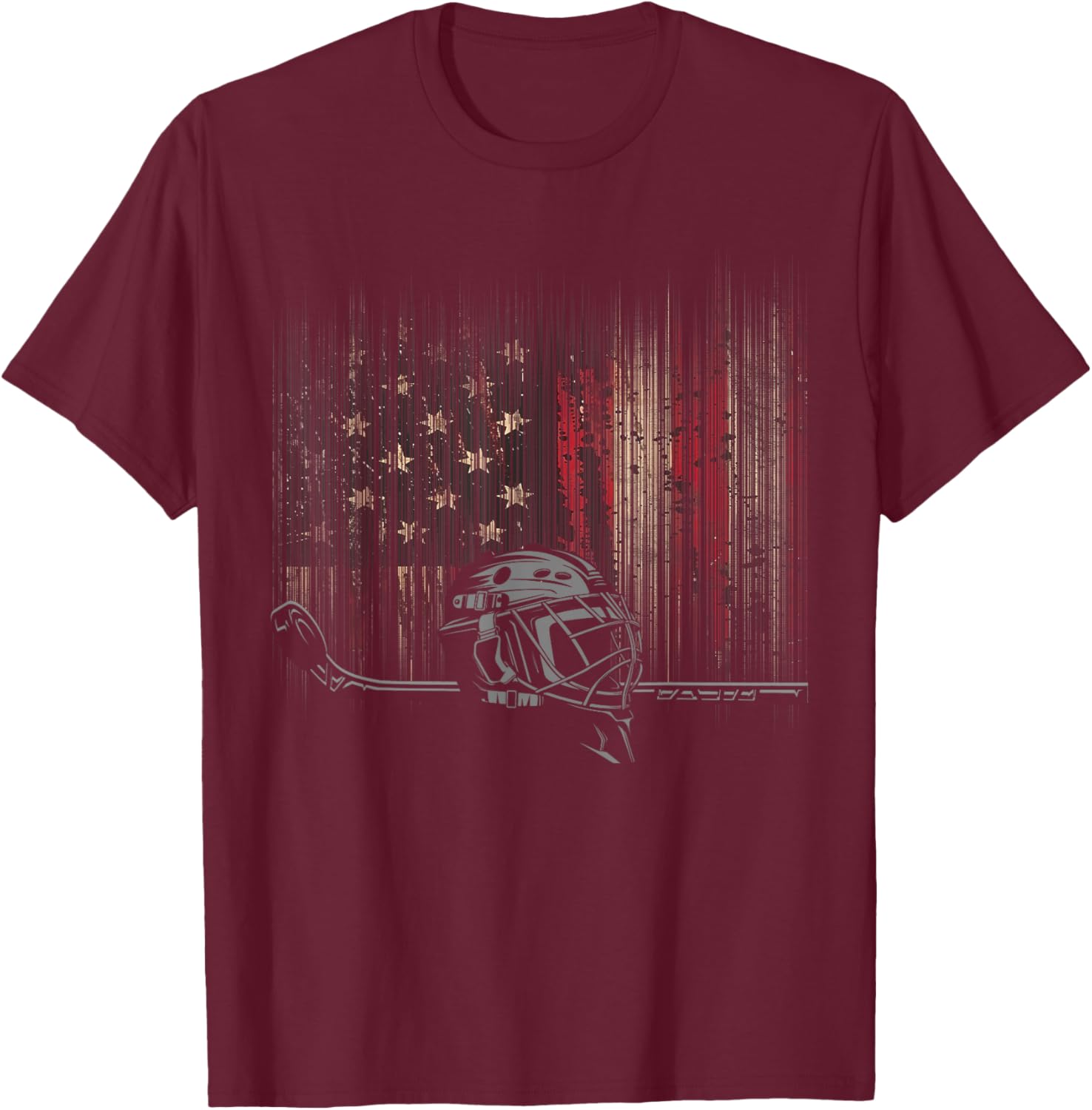 Patriotic American Flag Hockey T-Shirt for Hockey Lovers and Fans - 7