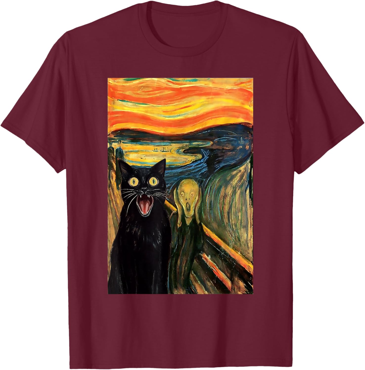 Funny Black Cat Scream Parody T-Shirt for Cat Lovers and Fans - 1