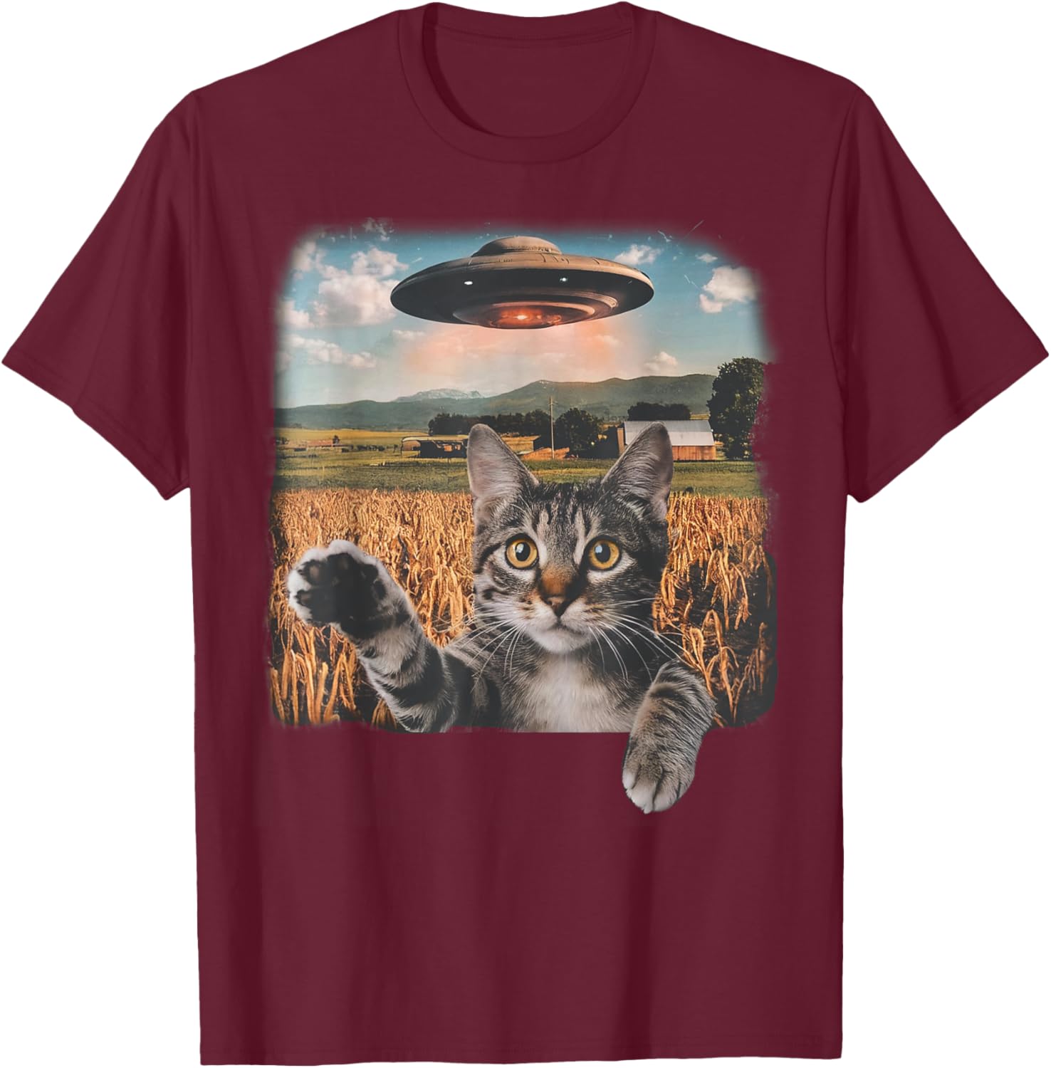 Cat Selfie with Alien UFO T-Shirt for Men, Women, and Kids - 13