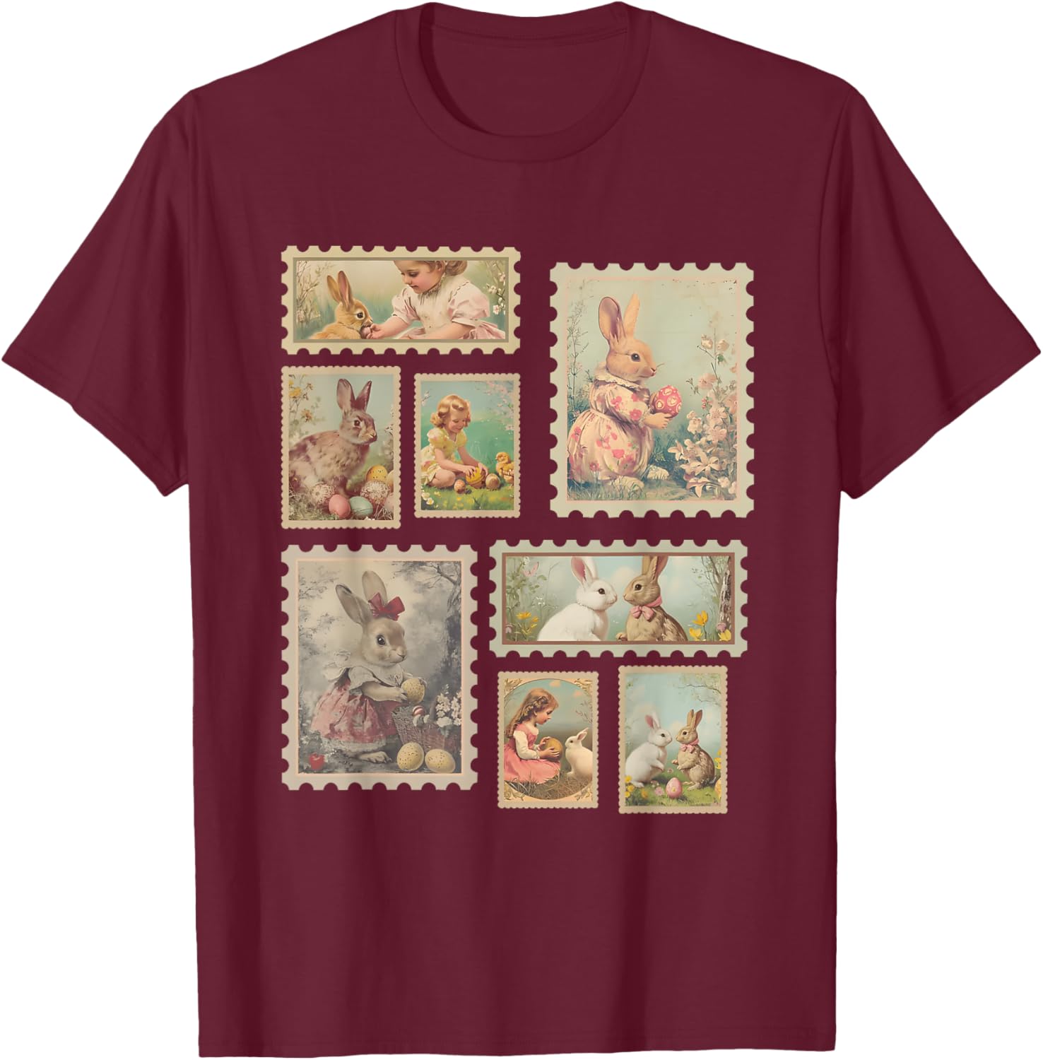 Retro Easter Bunny T-Shirt for Women Cute Spring Fashion Top - 1