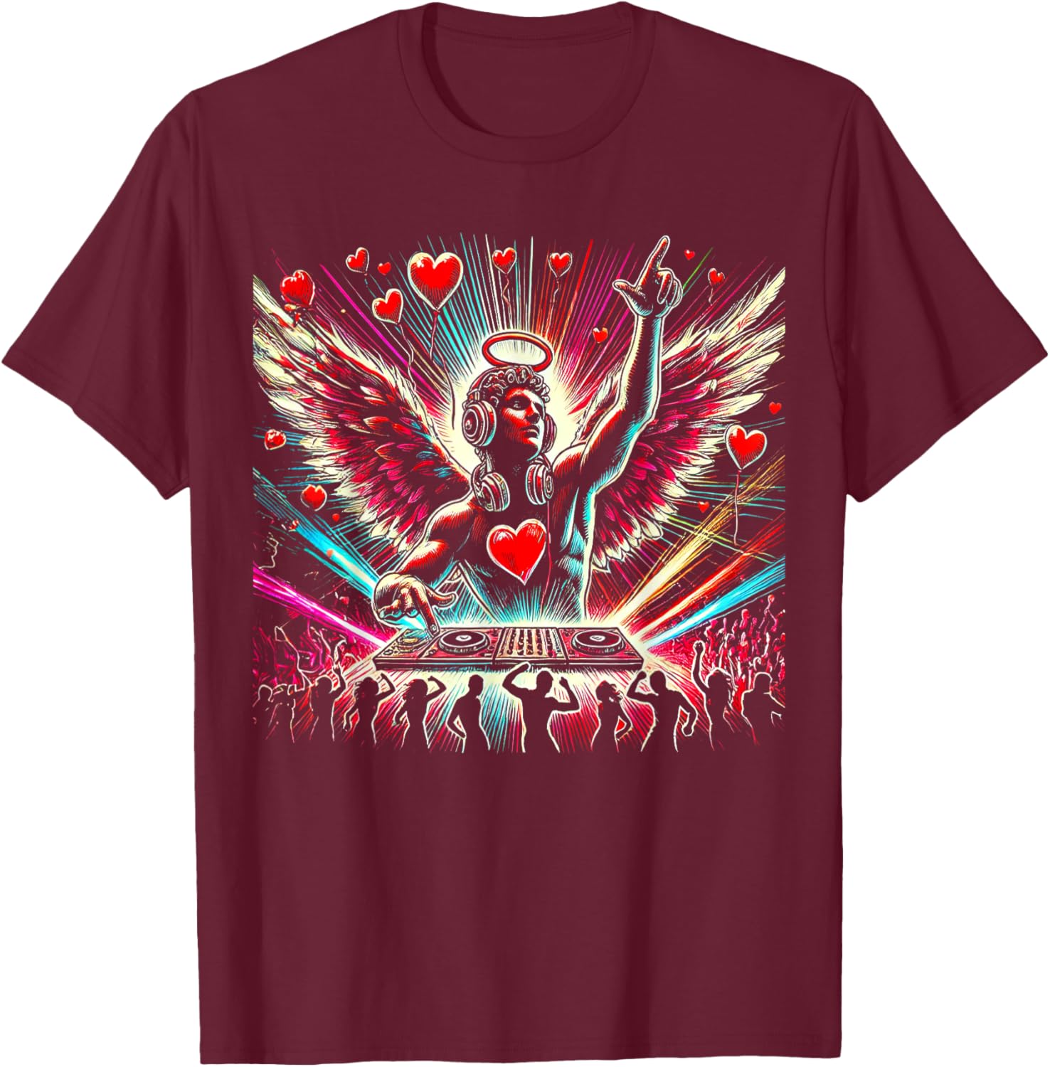 DJ Cupid Angel Valentine's Day Party Shirt Cool DJ Tee for Men and Women - 7