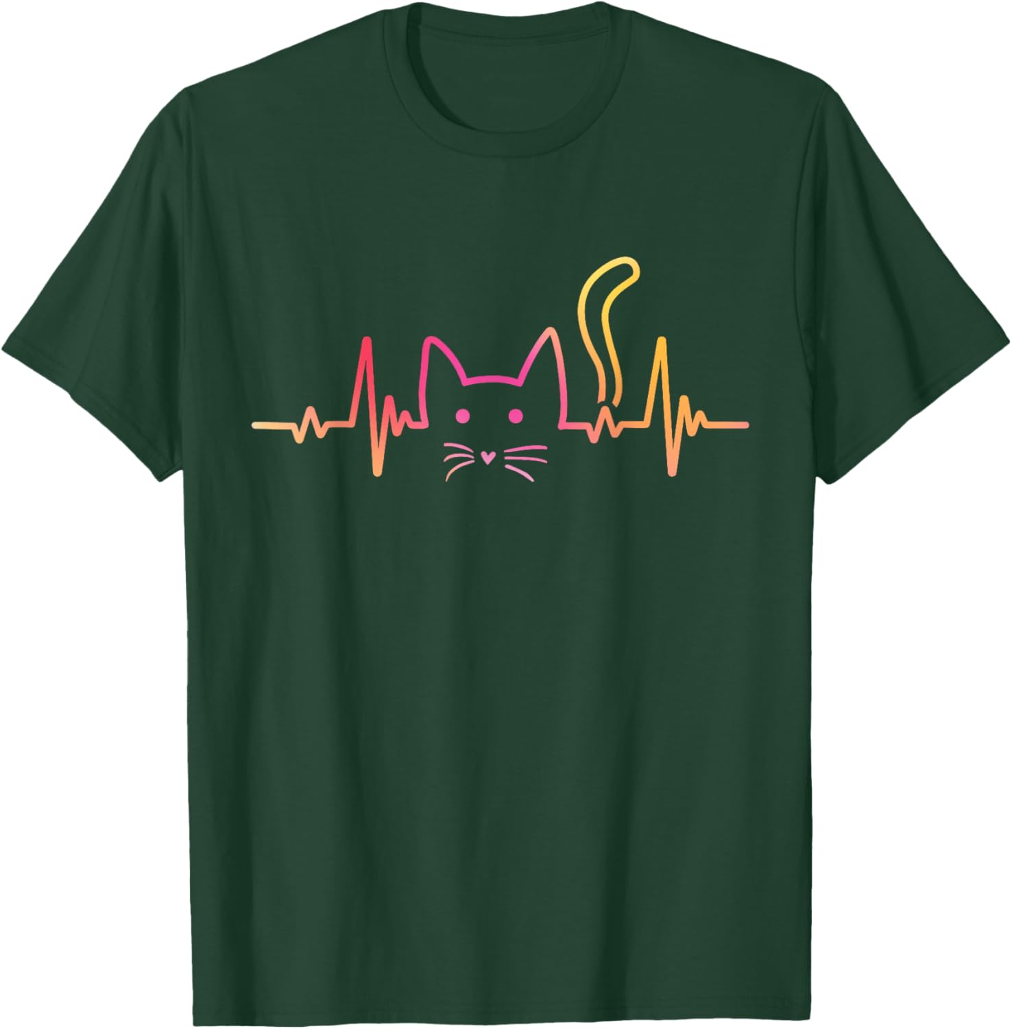 Fluffy Paws and Cuddles Heartbeat Cat Lover T-Shirt for Men and Women - 7