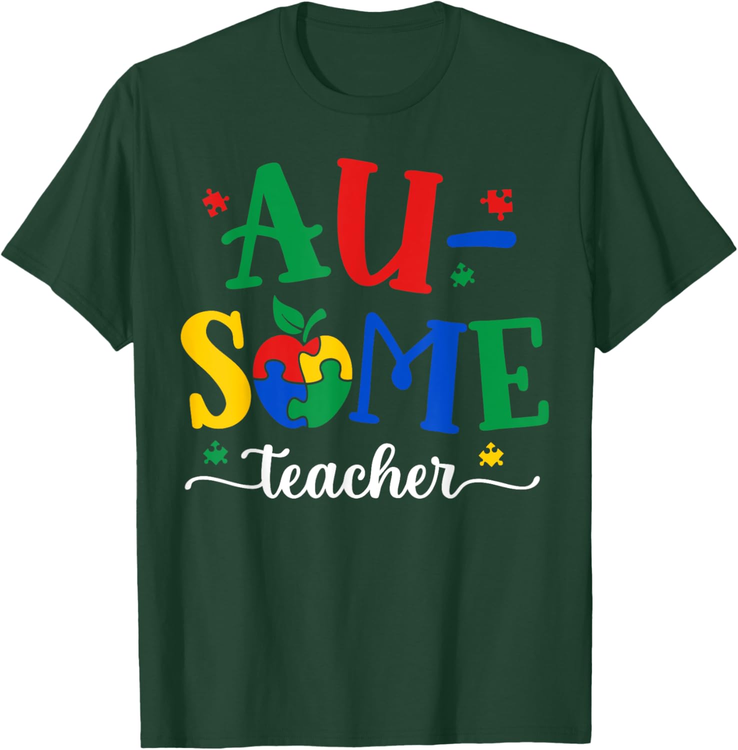 Funny Awesome Teacher Autism Awareness Month Puzzle Pieces T-Shirt - 5