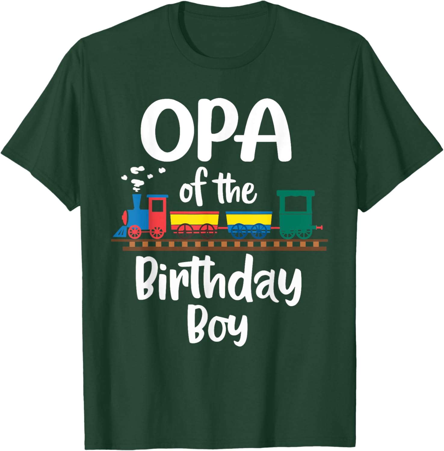 Opa of the Birthday Boy Train Toys Grandpa T-Shirt for Two Year Celebration - 8