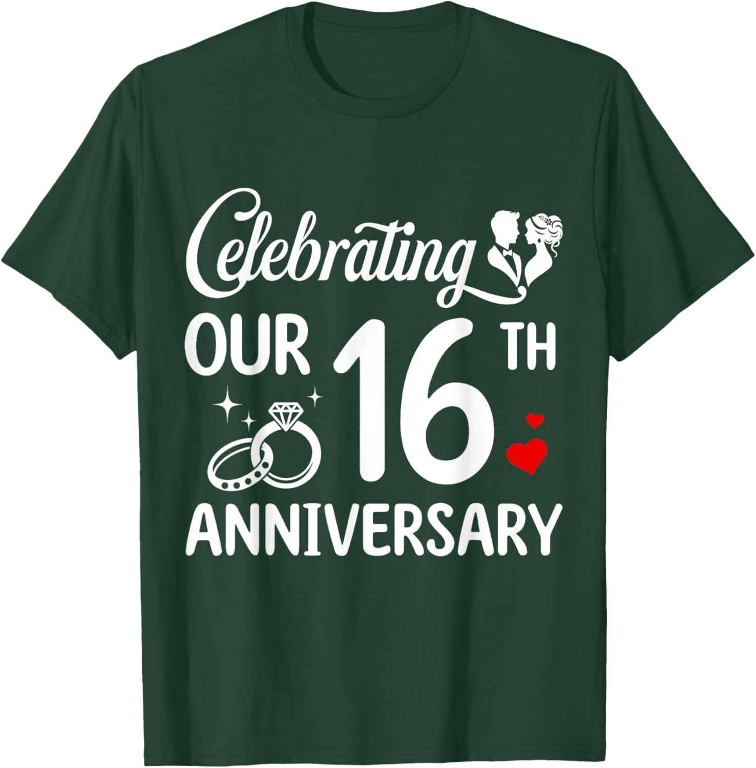 16th Wedding Anniversary T-Shirt for Couples - Celebrate 16 Years Together - 15