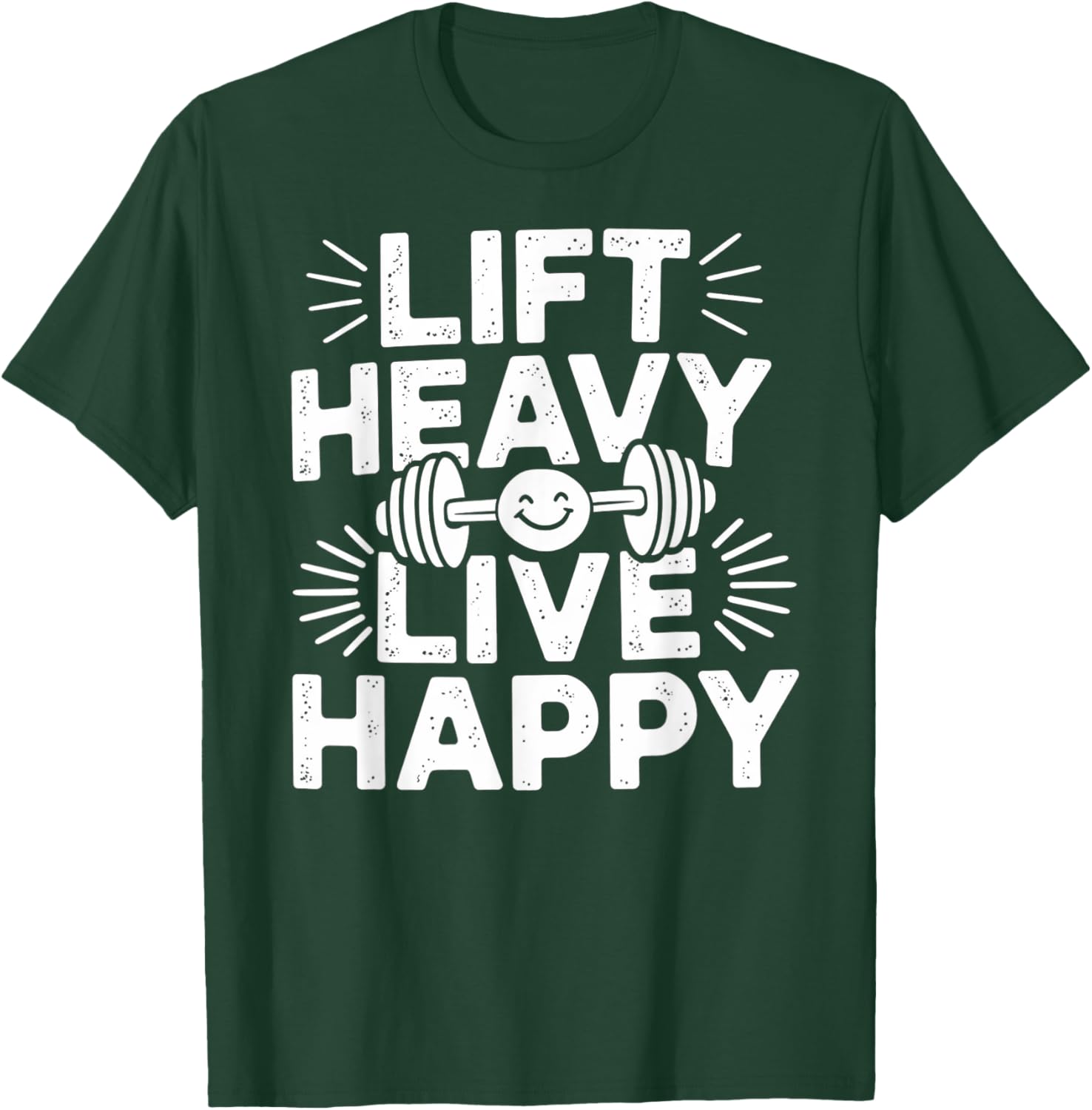 Lift Heavy Live Happy Barbell Bodybuilding T-Shirt for Fitness Enthusiasts - 3