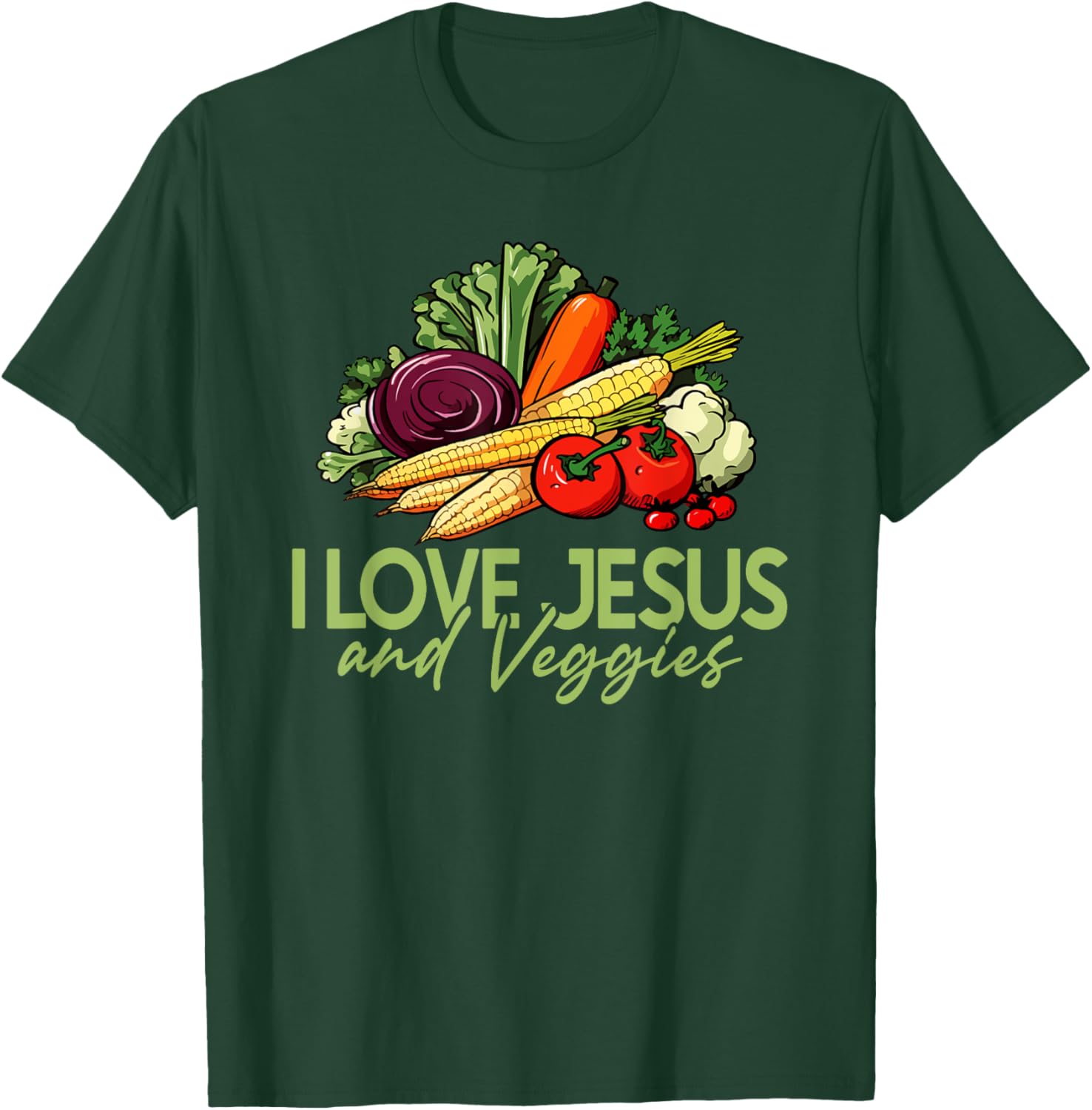 I Love Jesus and Veggies T-Shirt for Vegans and Vegetarians - 11