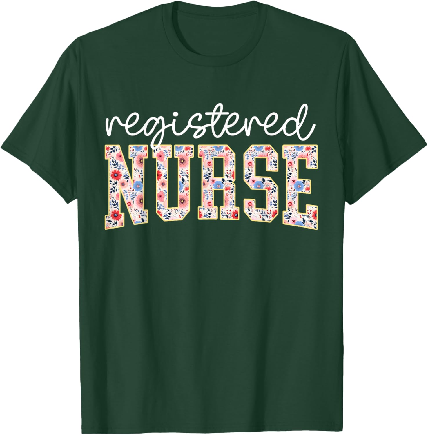Floral Print RN Nurse T-Shirt for Women - Perfect for Nursing School - 20