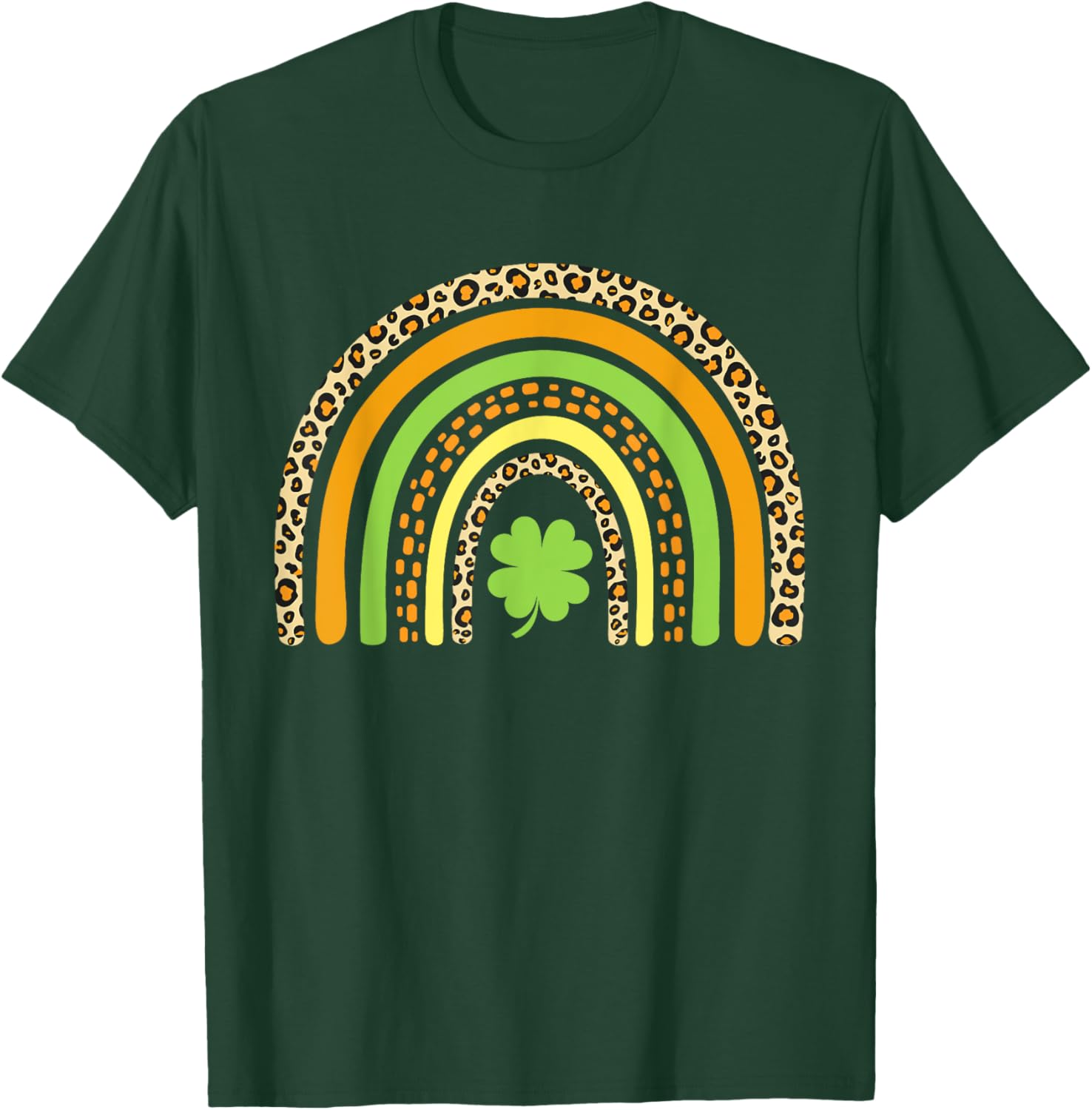 St Patrick's Day Leopard Rainbow Clover T-Shirt for Festive Fun - 2