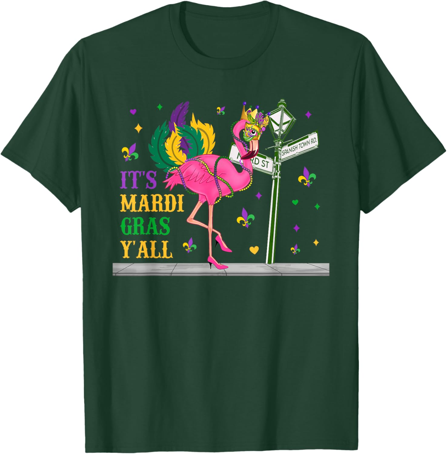 Mardi Gras Flamingo Costume T-Shirt for Girls and Women Fun Festive Wear - 12