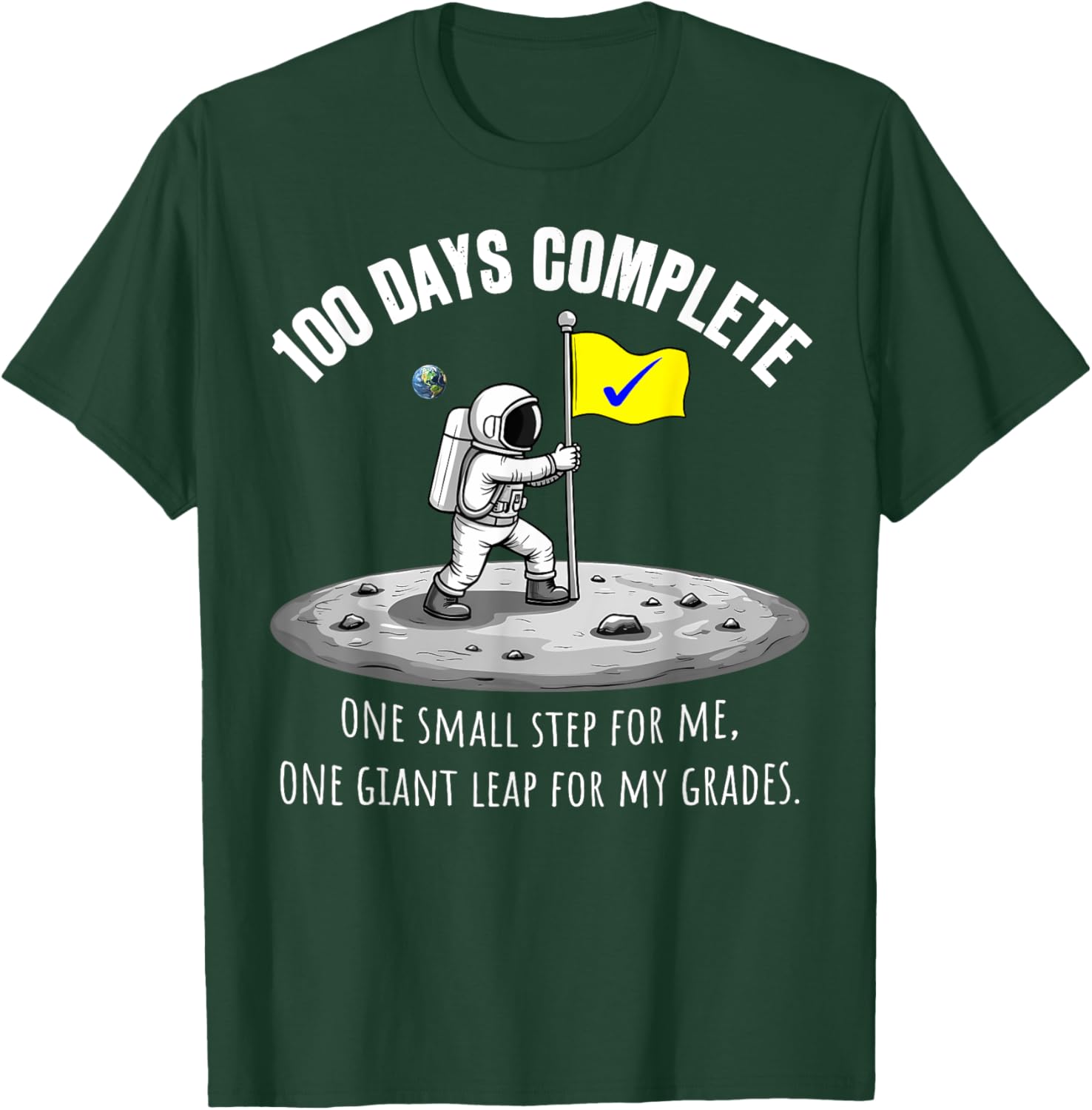 100th Day of School Astronaut on Moon T-Shirt for Kids Fun Celebration - 13