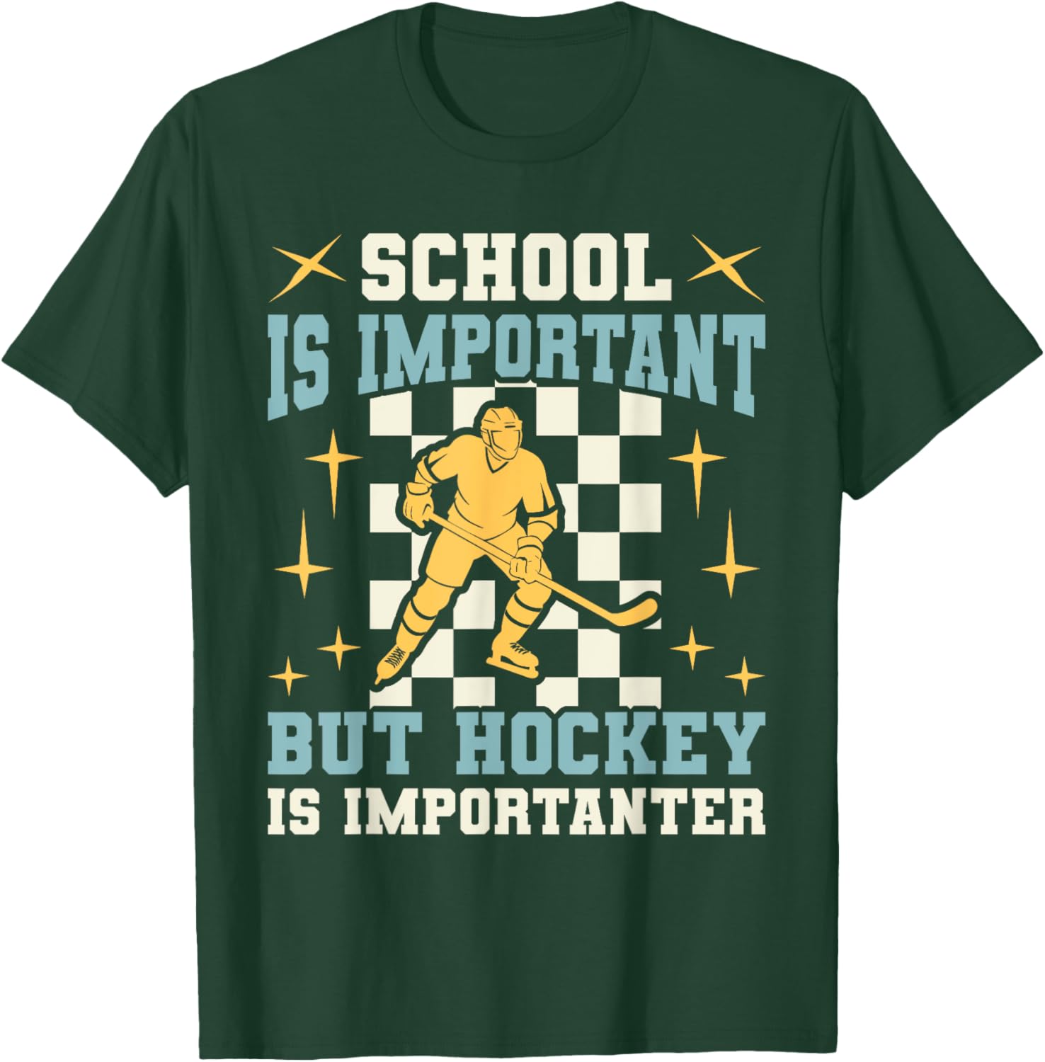 Funny Hockey T-Shirt for Boys - School Is Important Hockey Is Importanter - 11
