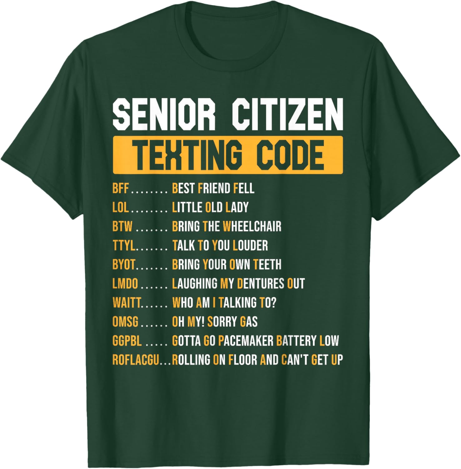 Funny Grandpa Texting Code T-Shirt for Senior Citizens - Great Gift Idea - 13