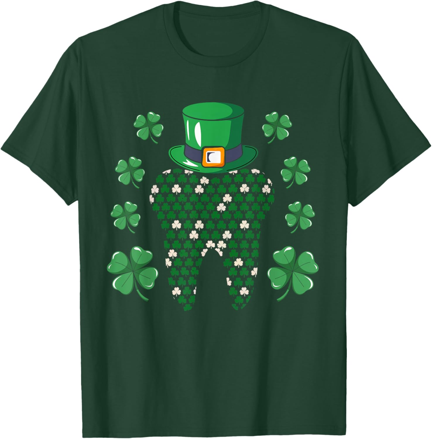 Tooth Leprechaun Hat St Patrick's Day Dentist T-Shirt for Men - 2