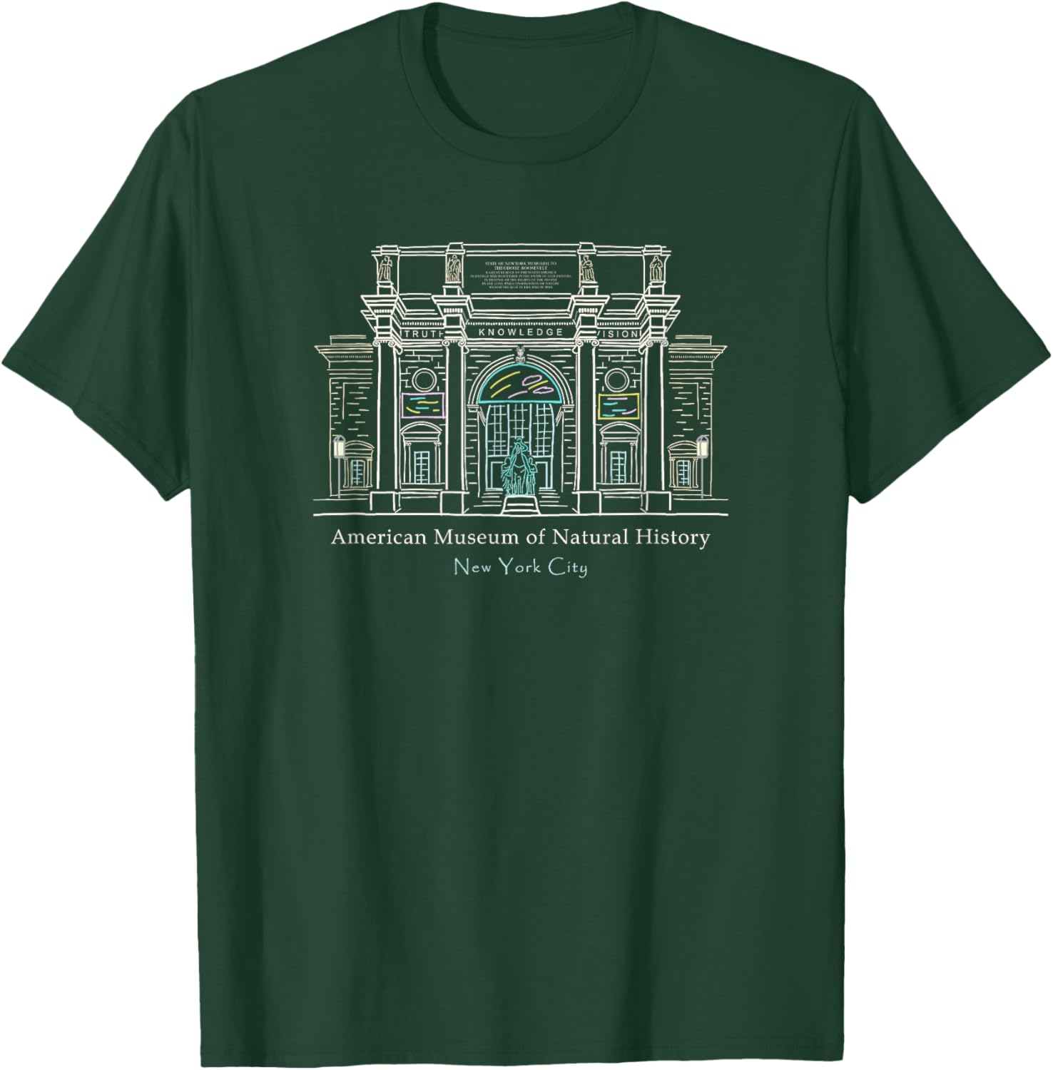 New York City American Museum of Natural History Drawing T-Shirt - 13