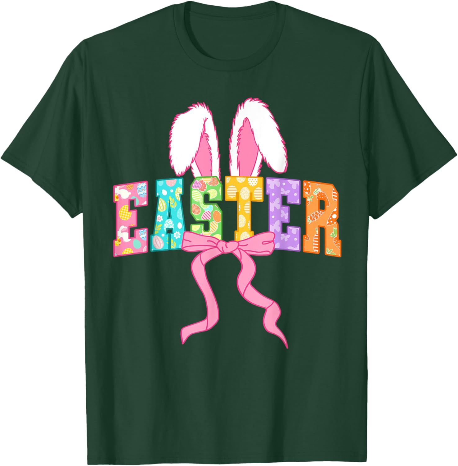 Happy Easter Coquette Bow Bunny Mama T-Shirt for Women and Girls - 18