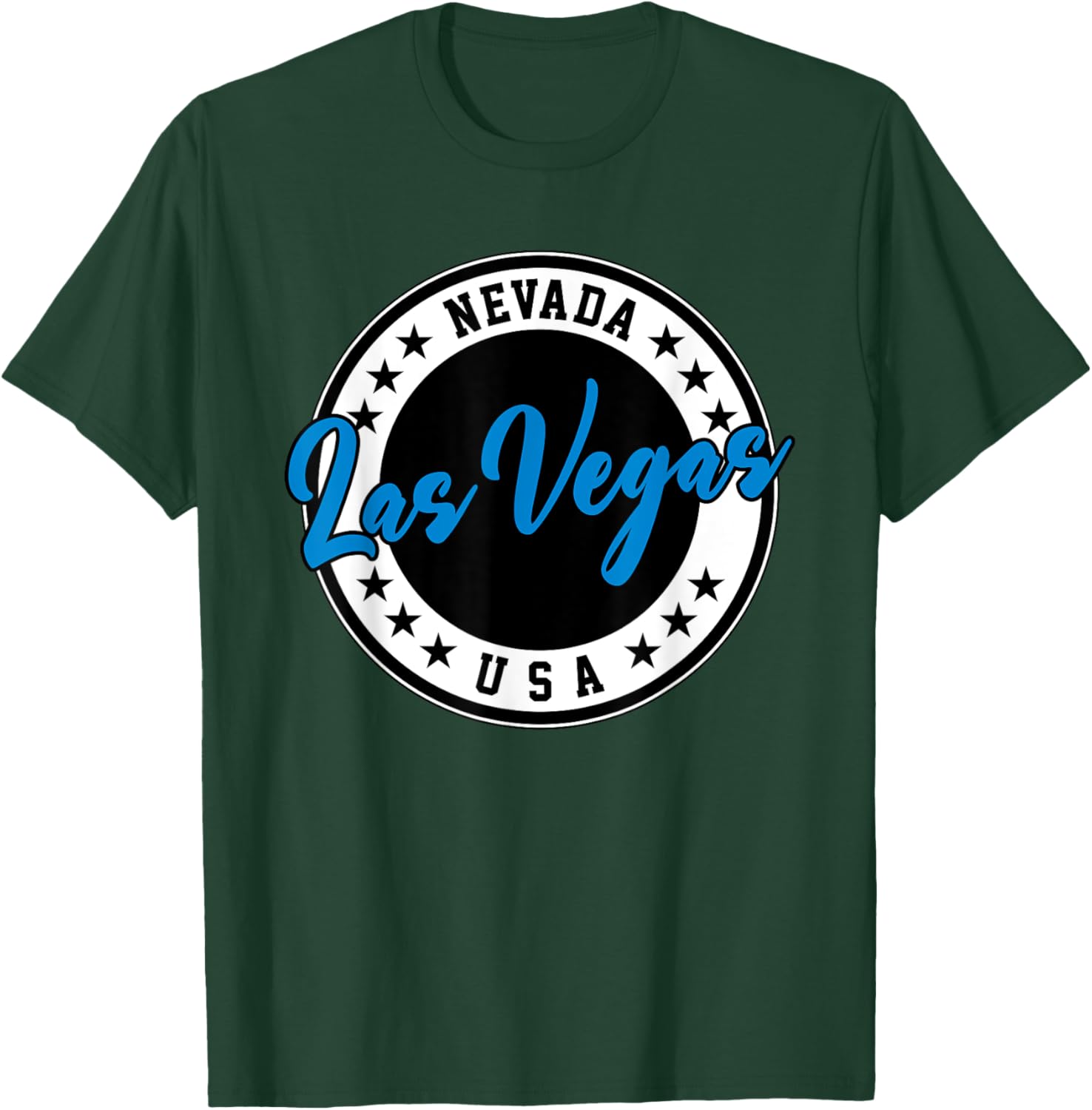 Las Vegas Nevada Blue Circle Script T-Shirt for Casual Style Fans - 3