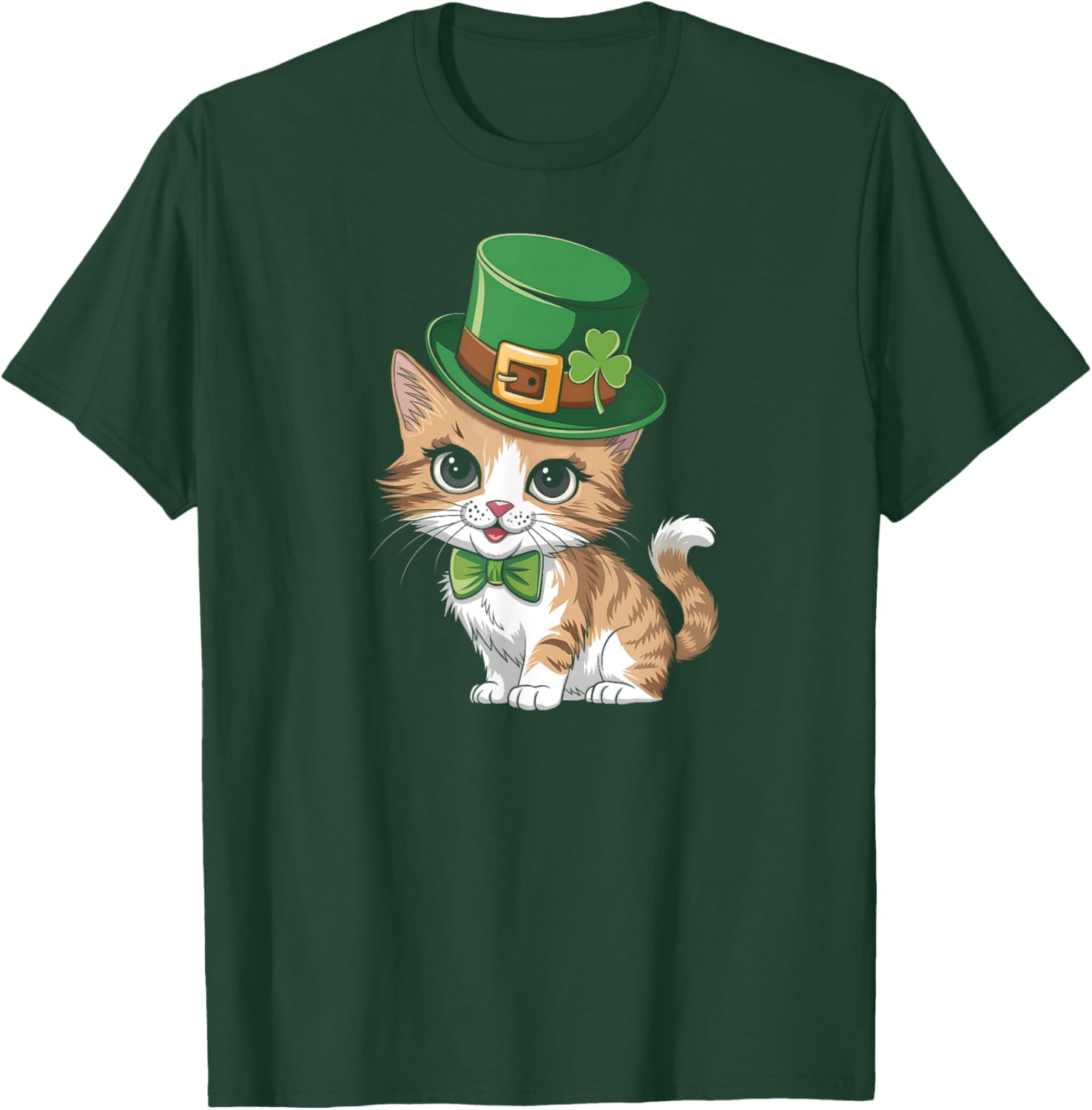Lucky Shamrock Cat St Patricks Day T-Shirt for Women Girls and Toddlers - 16