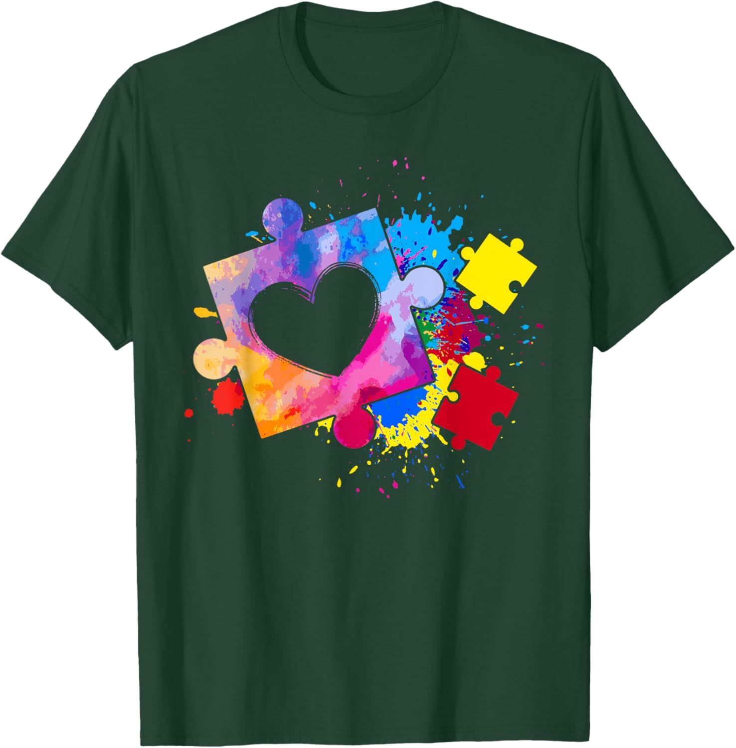 Autism Awareness Tie Dye Puzzle Piece Heart Kids T-Shirt for Boys and Girls - 6