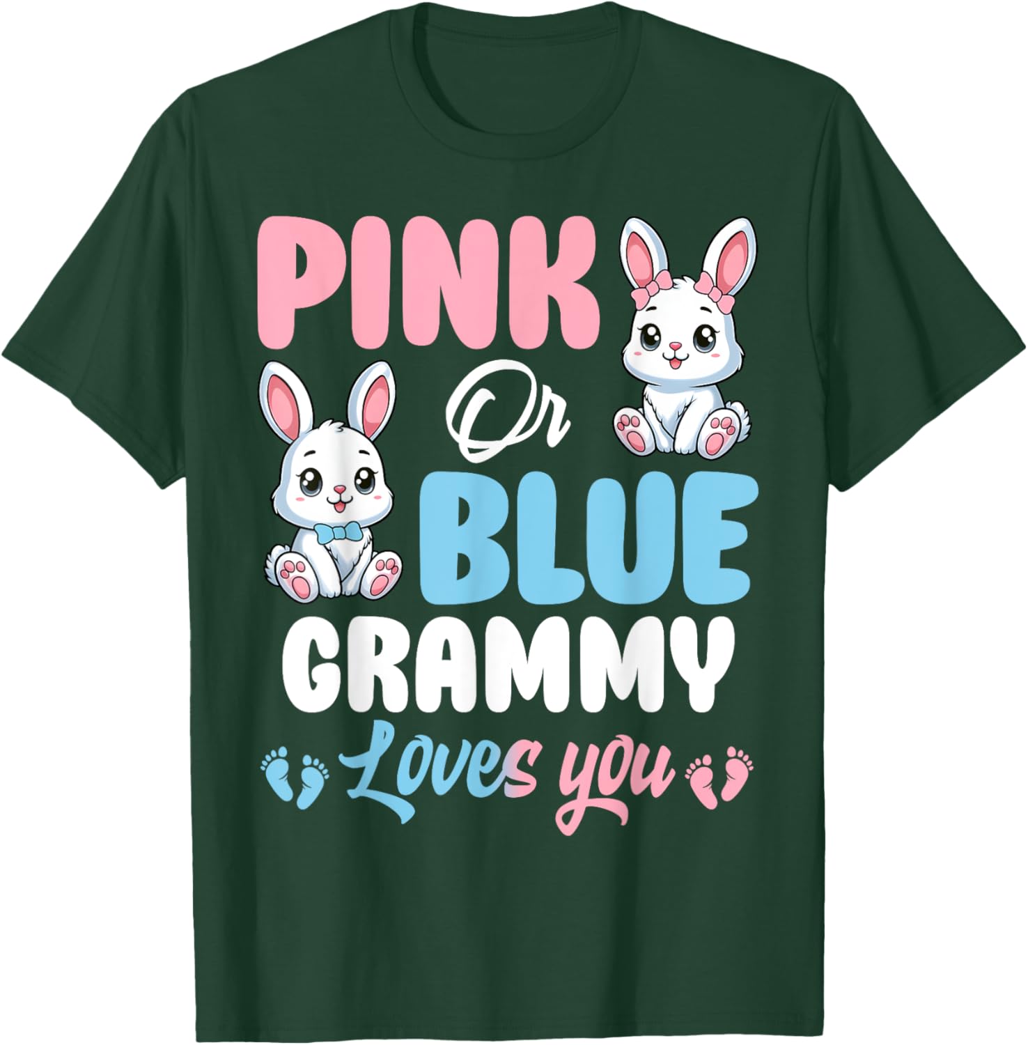 Pink or Blue Grammy Loves You Bunny Gender Reveal Party T-Shirt - 12