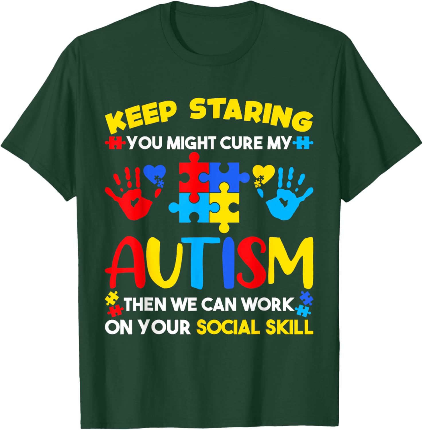 Keep Staring You Might Cure My Autism Awareness Kids T-Shirt for Positive Vibes - 13