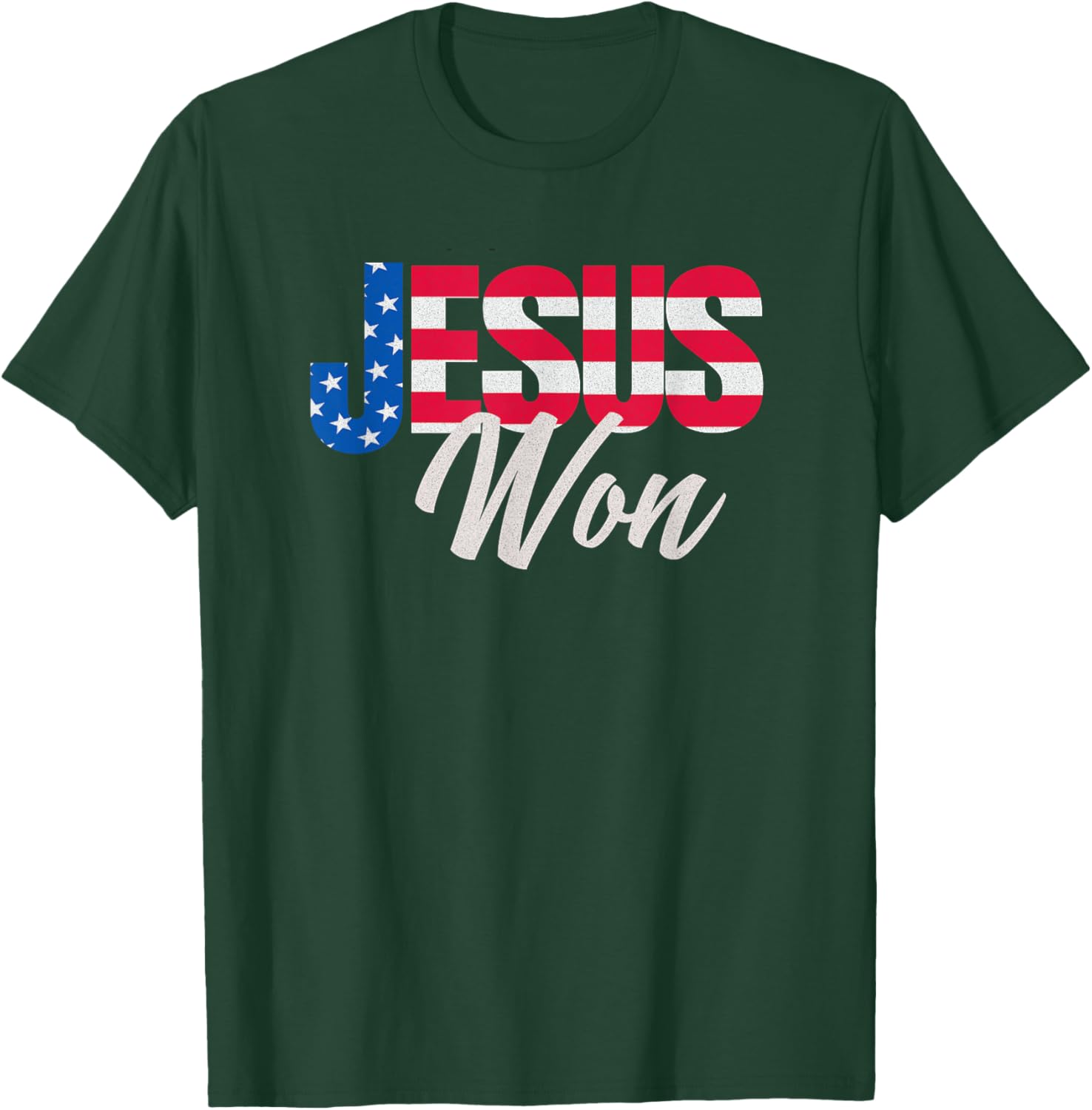 Patriotic Christian T-Shirt Jesus Won Design for Faith and Freedom Fans - 19