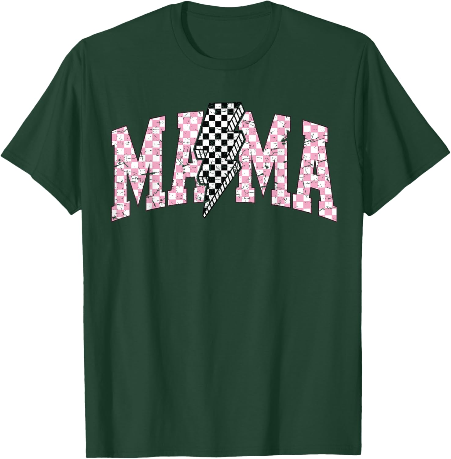 Retro Checkered Bolt Mama T-Shirt for Women, Men, Girls, and Kids - 11