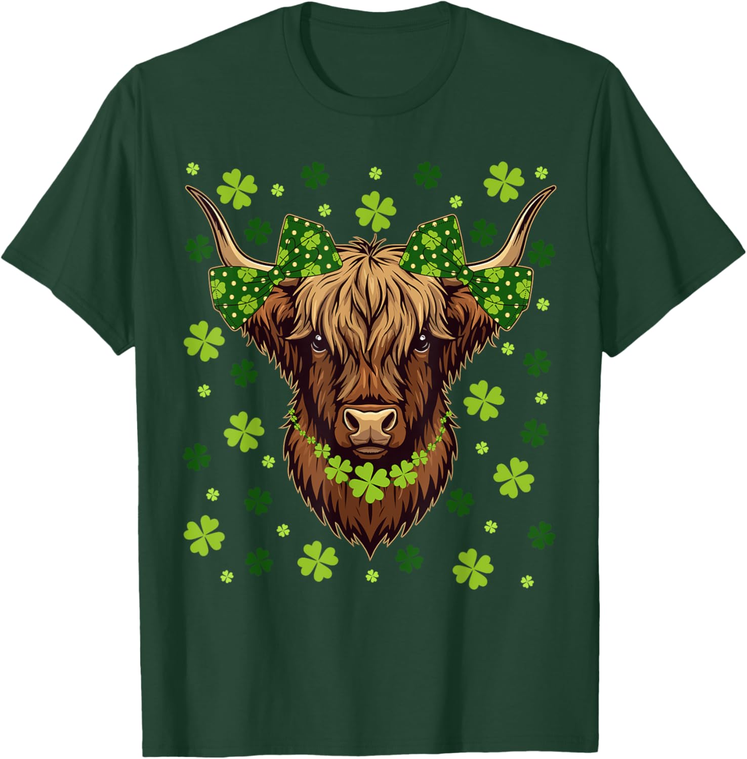 Highland Cow Shamrock T-Shirt for St Patricks Day Celebrations - 16