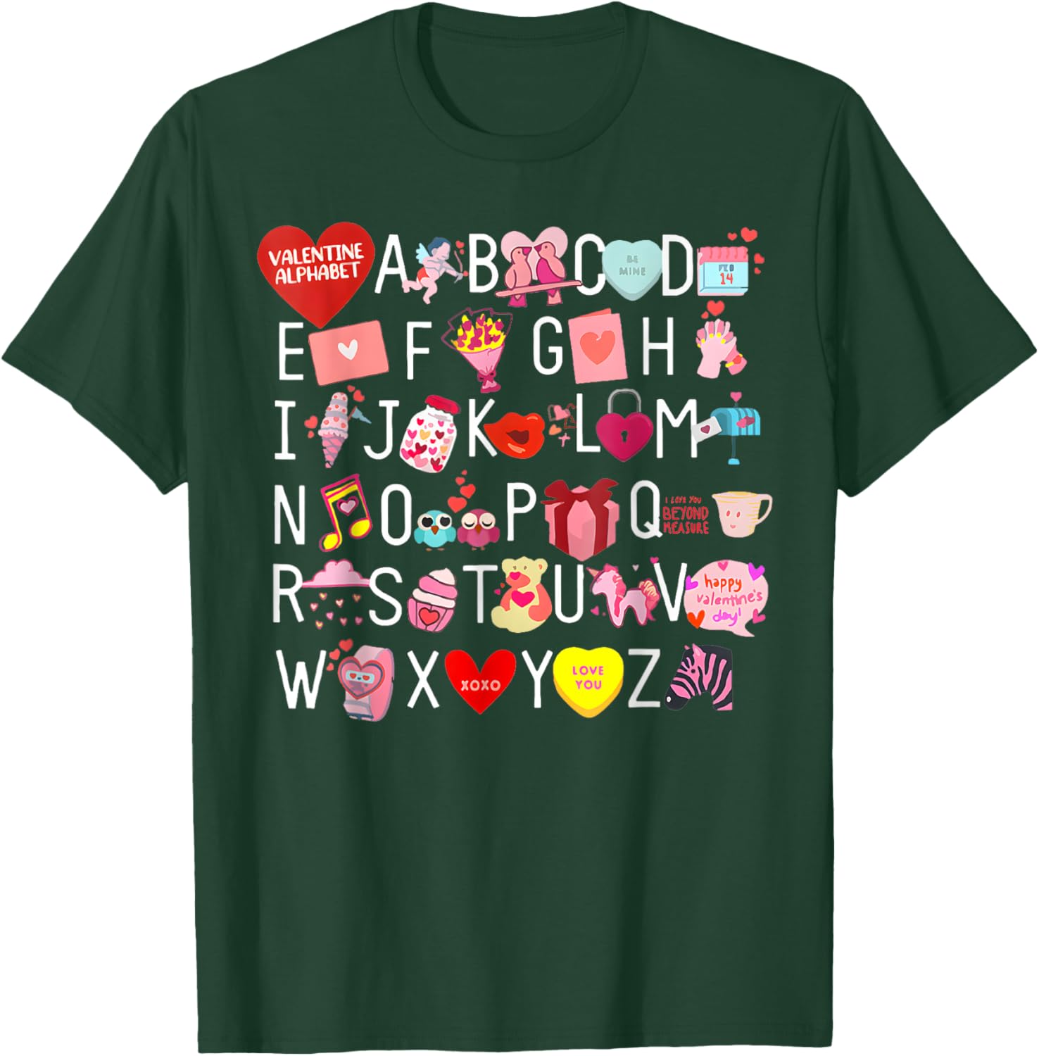 Funny ABC Teacher Appreciation Valentine's Day T-Shirt for Educators - 7