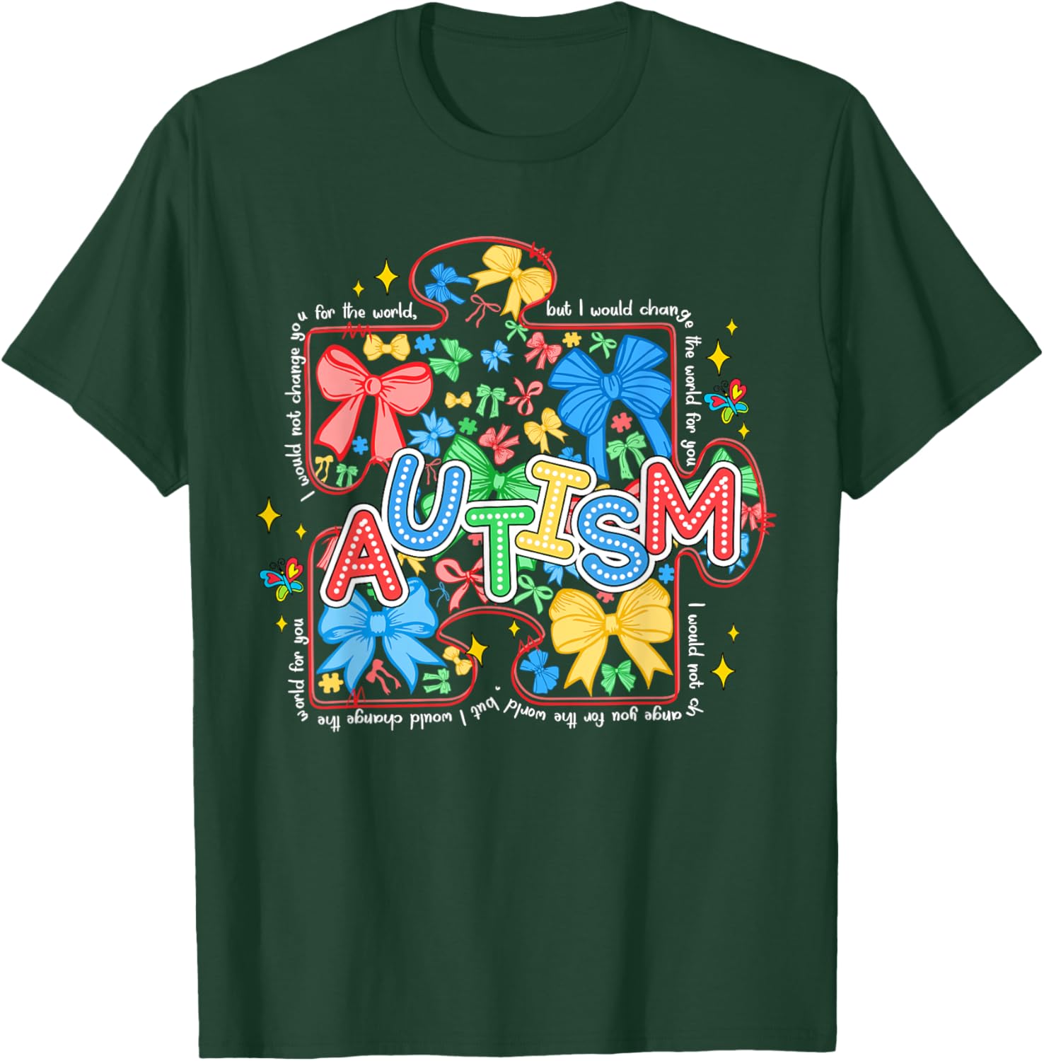 Autism Awareness Puzzle Bow Women's T-Shirt Cute and Stylish Design - 10