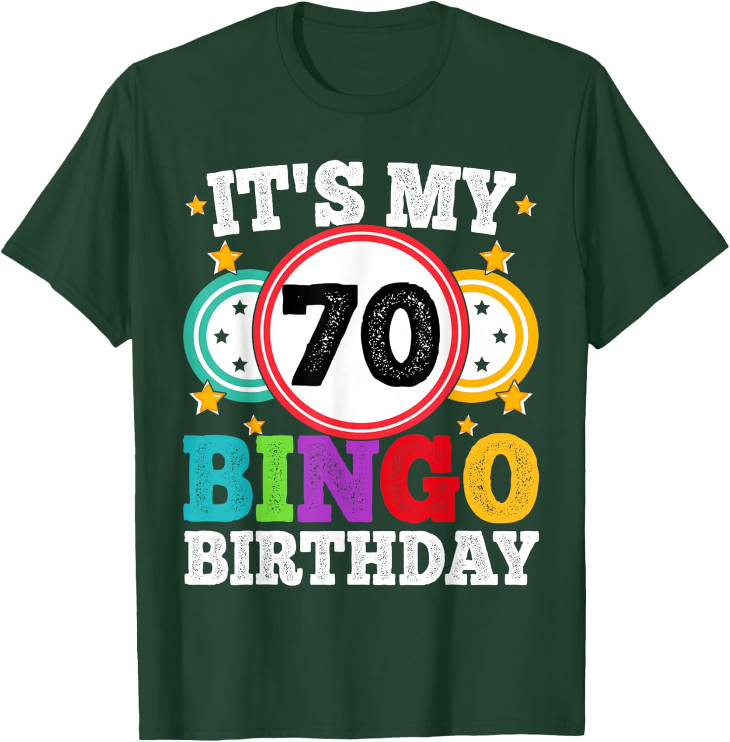 Funny 70th Birthday Bingo T-Shirt for Men and Women Perfect Gift - 5