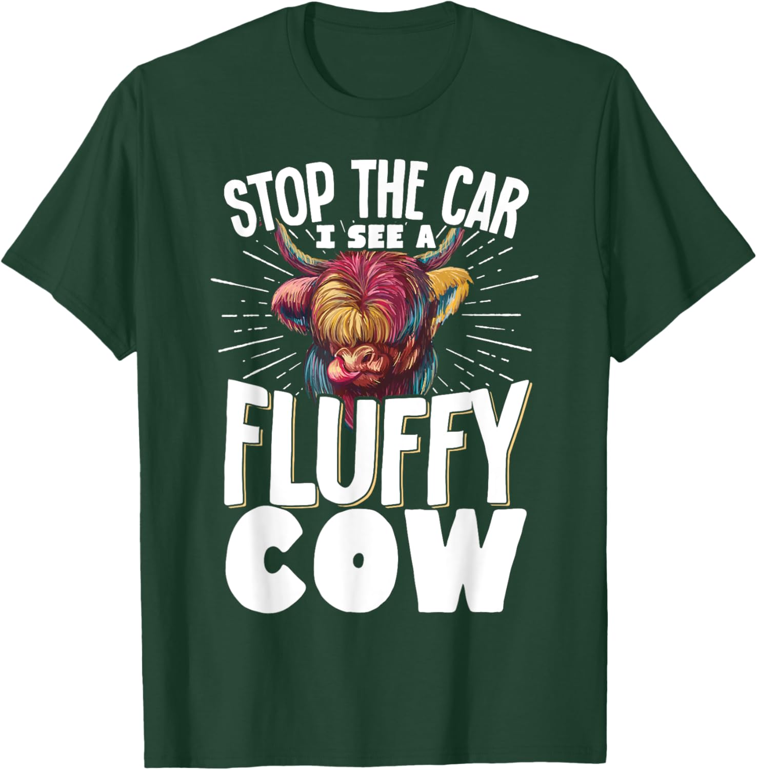 Fluffy Cow T-Shirt for Animal Lovers - Stop the Car Fun Tee - 17