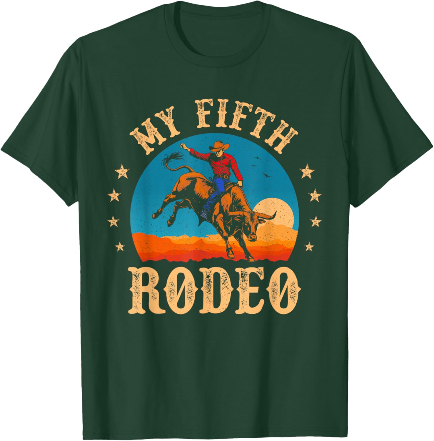 My Fifth Rodeo Cowboy Bull Riding T-Shirt for 5th Birthday Fun - 8
