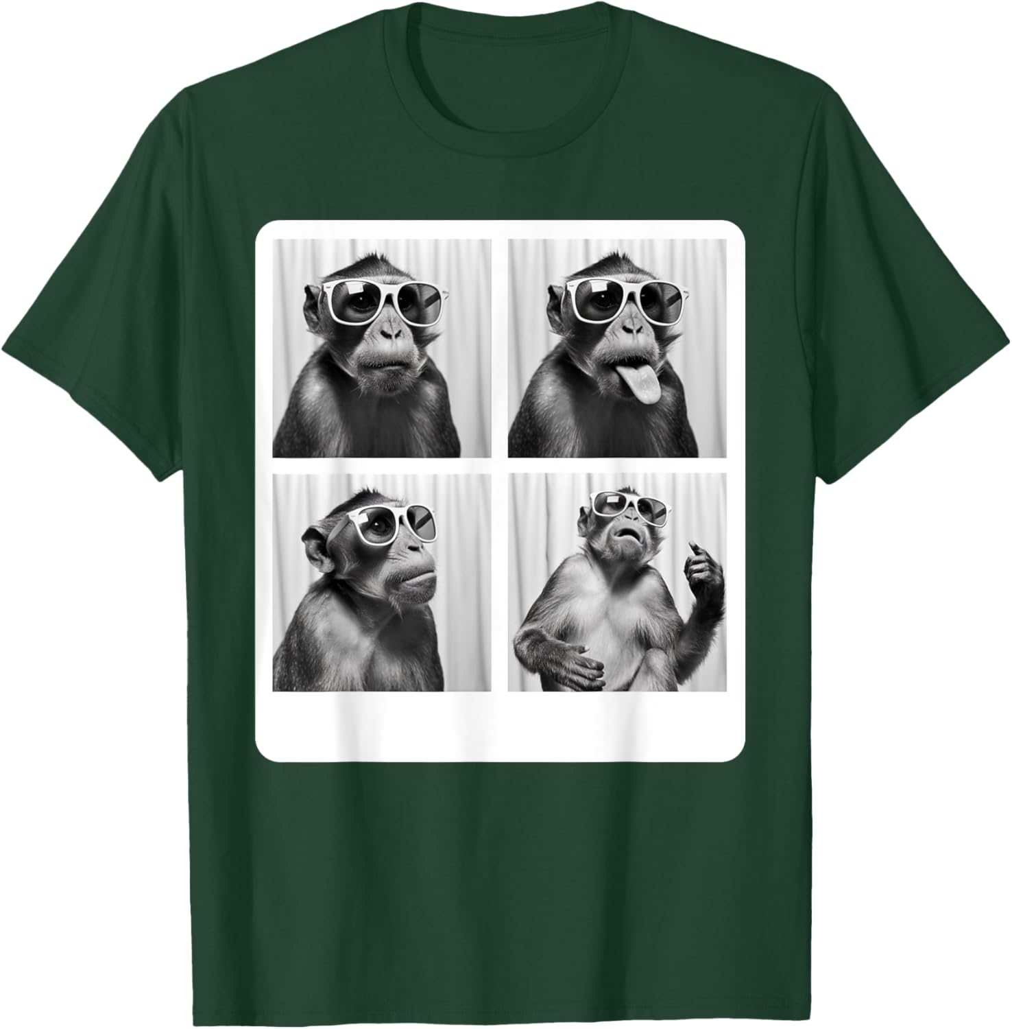 Funny Monkey Photo Booth T-Shirt with Sunglasses for Animal Lovers - 10