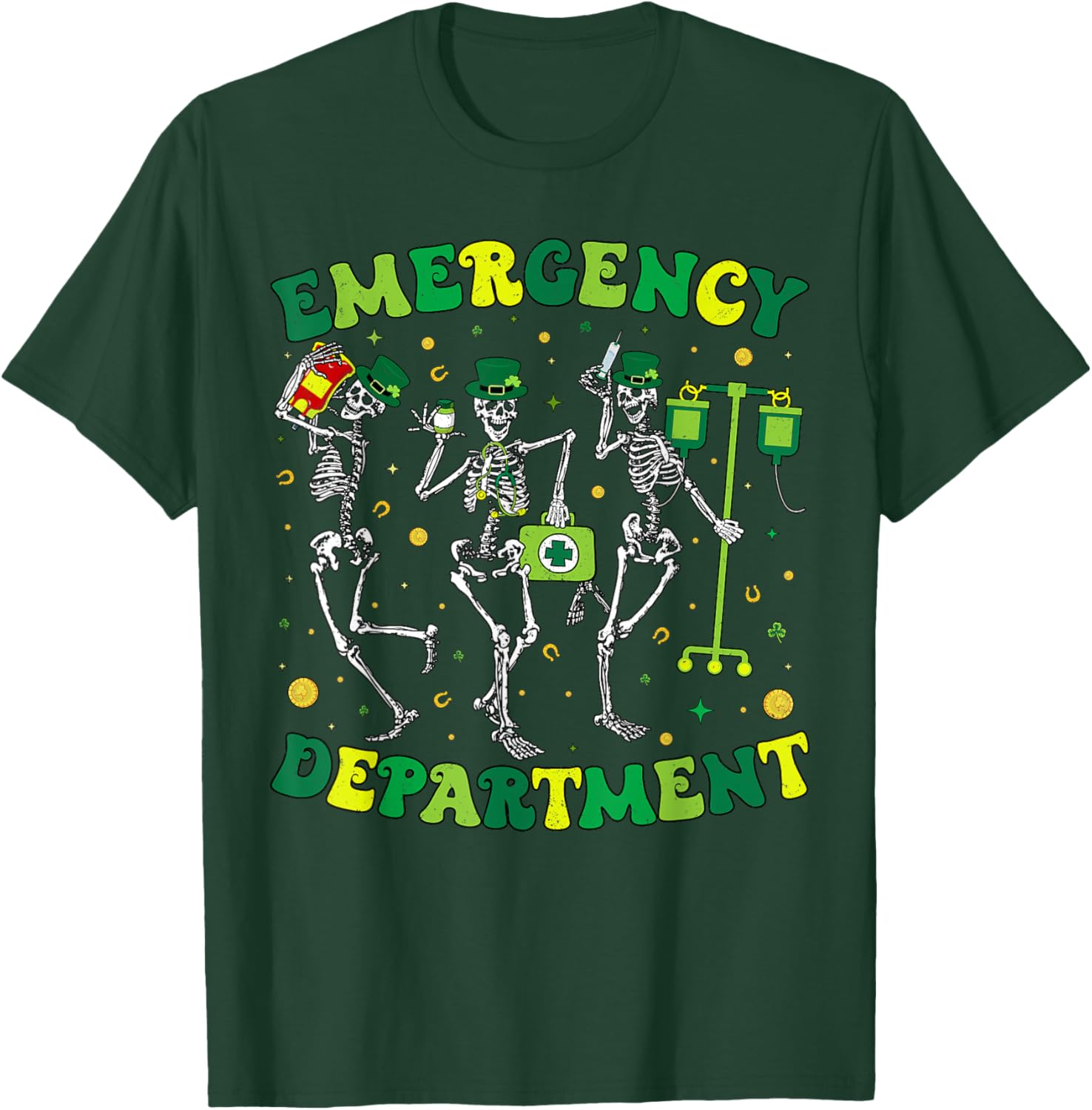 St Patricks Day Skeleton T-Shirt for Emergency Department Fun - 16