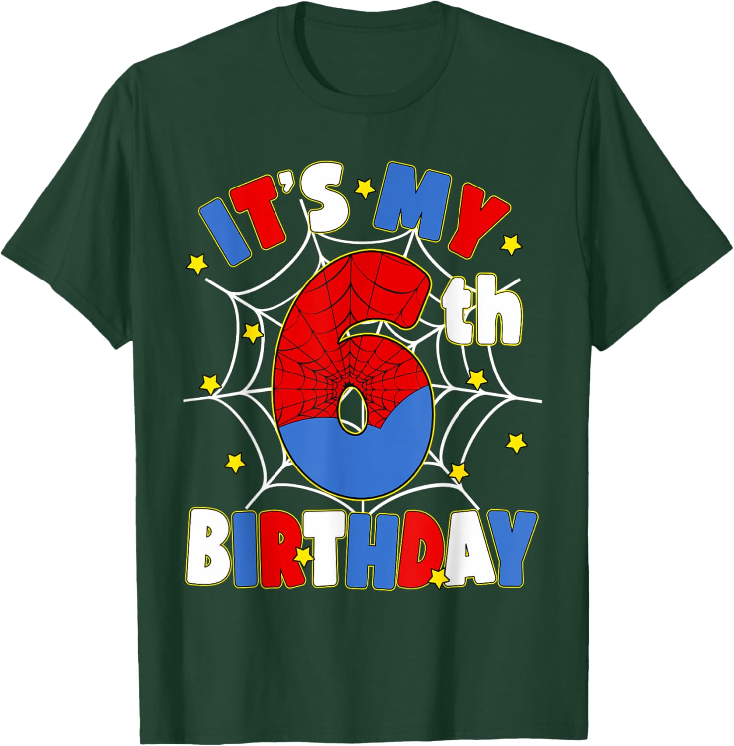 Kids Boys Spider Theme 6th Birthday Party T-Shirt for Fun Celebrations - 27