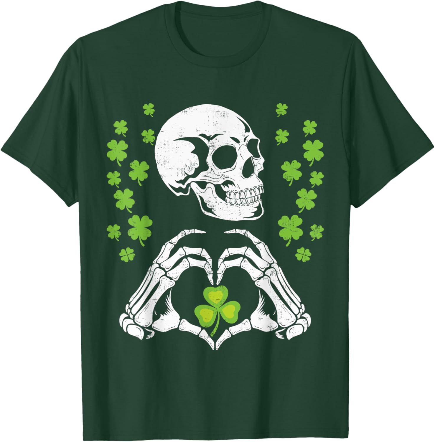 St Patrick's Day Skeleton Skull Heart Shamrock T-Shirt for Festive Fun - 16