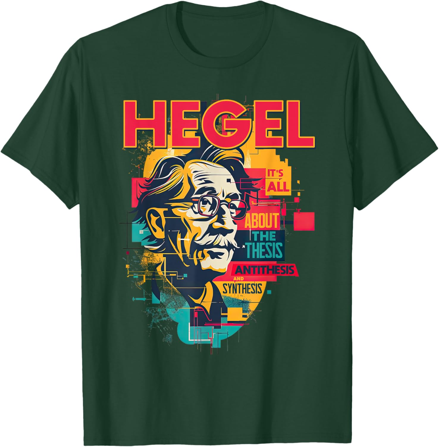 Hegel Philosophy Design T-Shirt with Thesis Antithesis Synthesis Graphic - 15