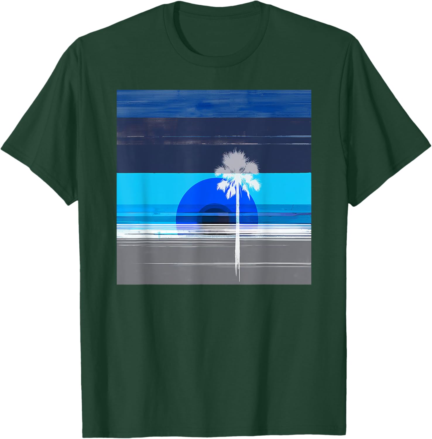 Stylish Palm Tree Tropical Landscape Abstract Art T-Shirt for Trendy Wear - 1