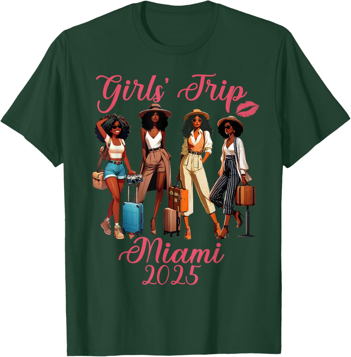 Miami Girls Trip 2025 Birthday Squad T-Shirt for Black Girls Fun Vacation - 17