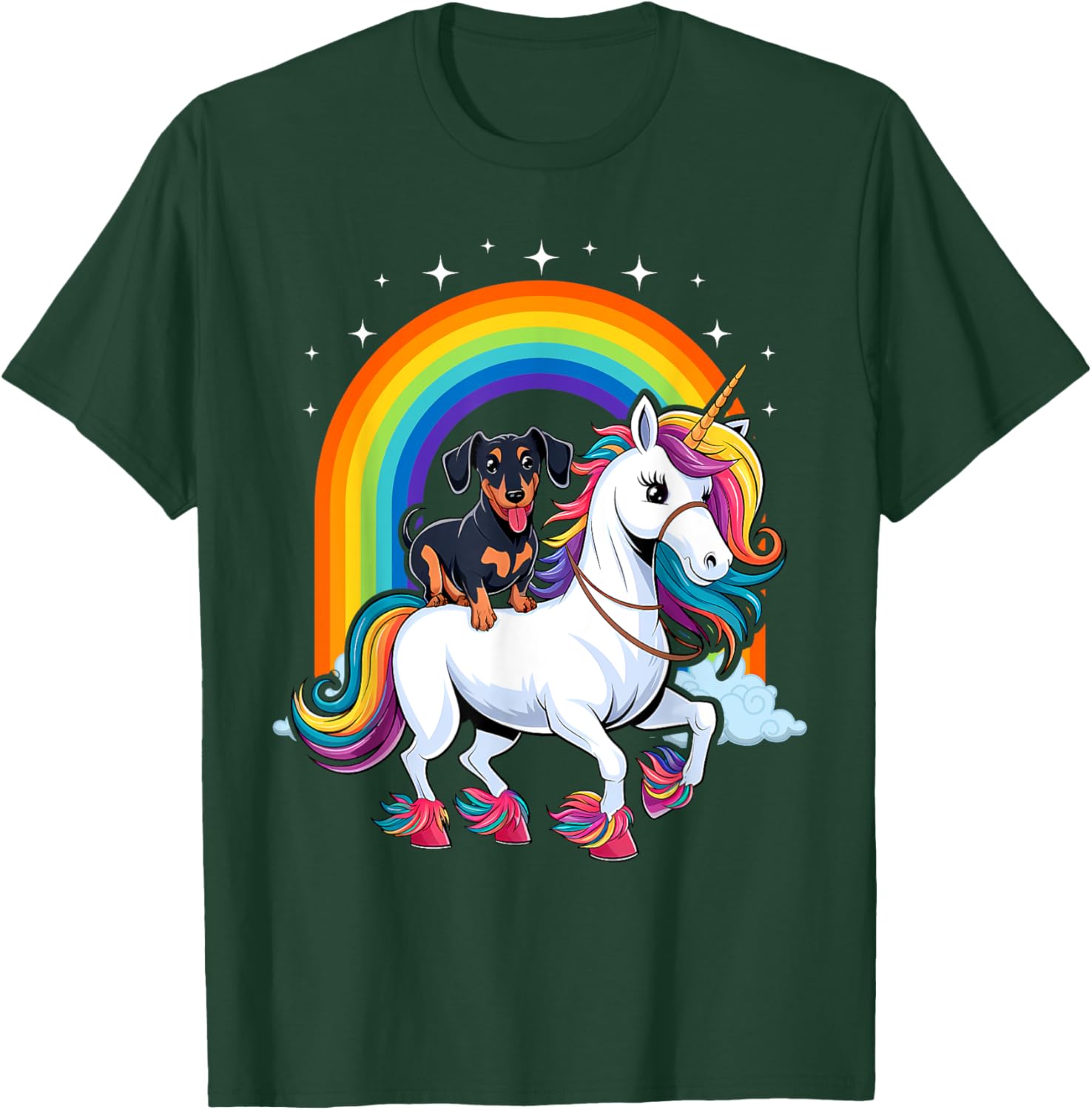 Dachshund Unicorn Galaxy Rainbow T-Shirt for Girls and Dogs - 4
